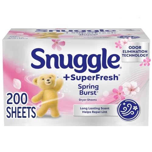 200 Count Dryer Sheets Odor Eliminating Static Reducing Softening Spring Burst