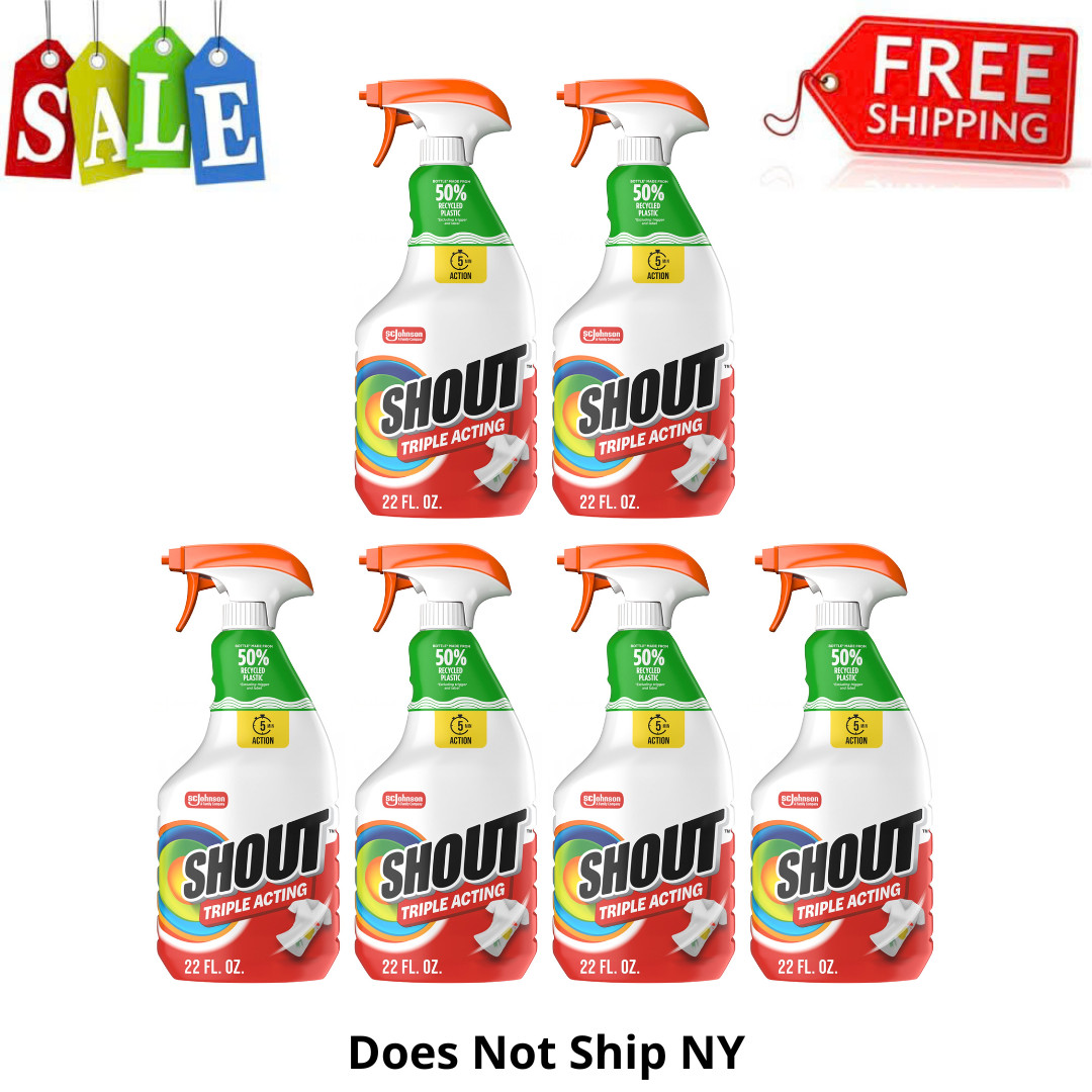 (6 Pack) Shout Triple Acting Active Enzyme Laundry Stain Remover Spray, 22 oz