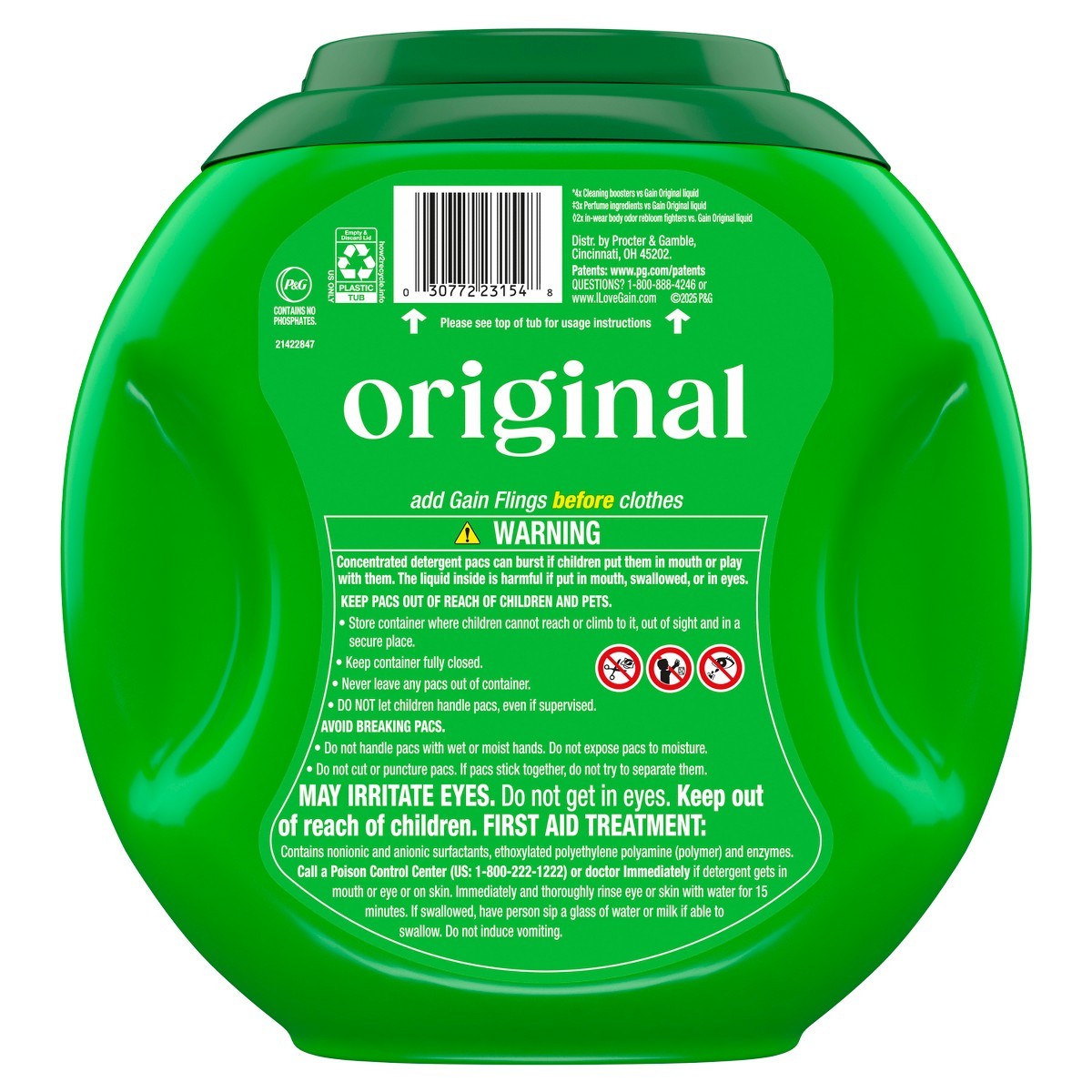 Gain Original Super Flings Plus Laundry Detergents – 45ct