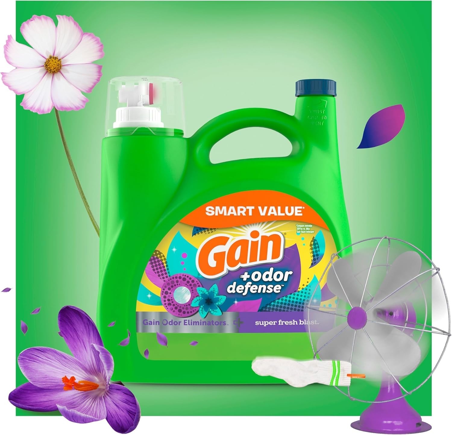 Gain Odor Defense Liquid Laundry Detergent Super Fresh Blast 107 Loads HE