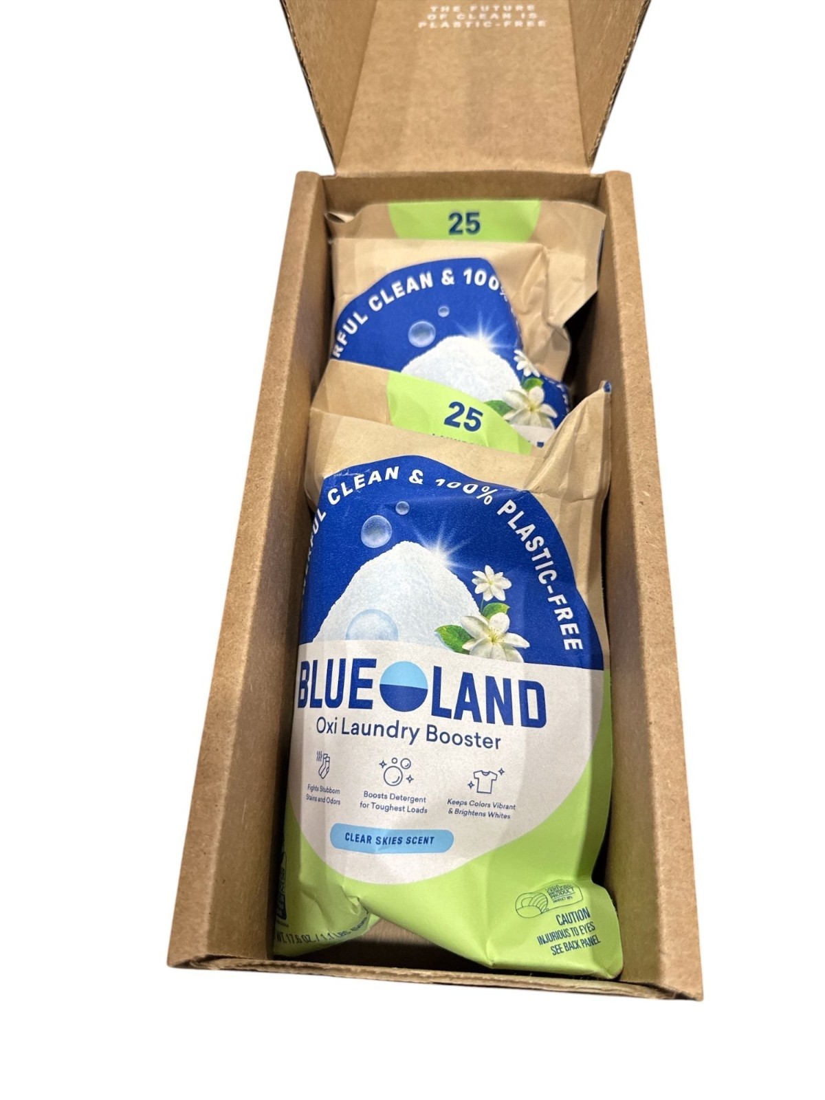 Blueland Oxi Laundry Booster Clear Skies Scent 2-Pack 25 Loads Each Powerful Cle