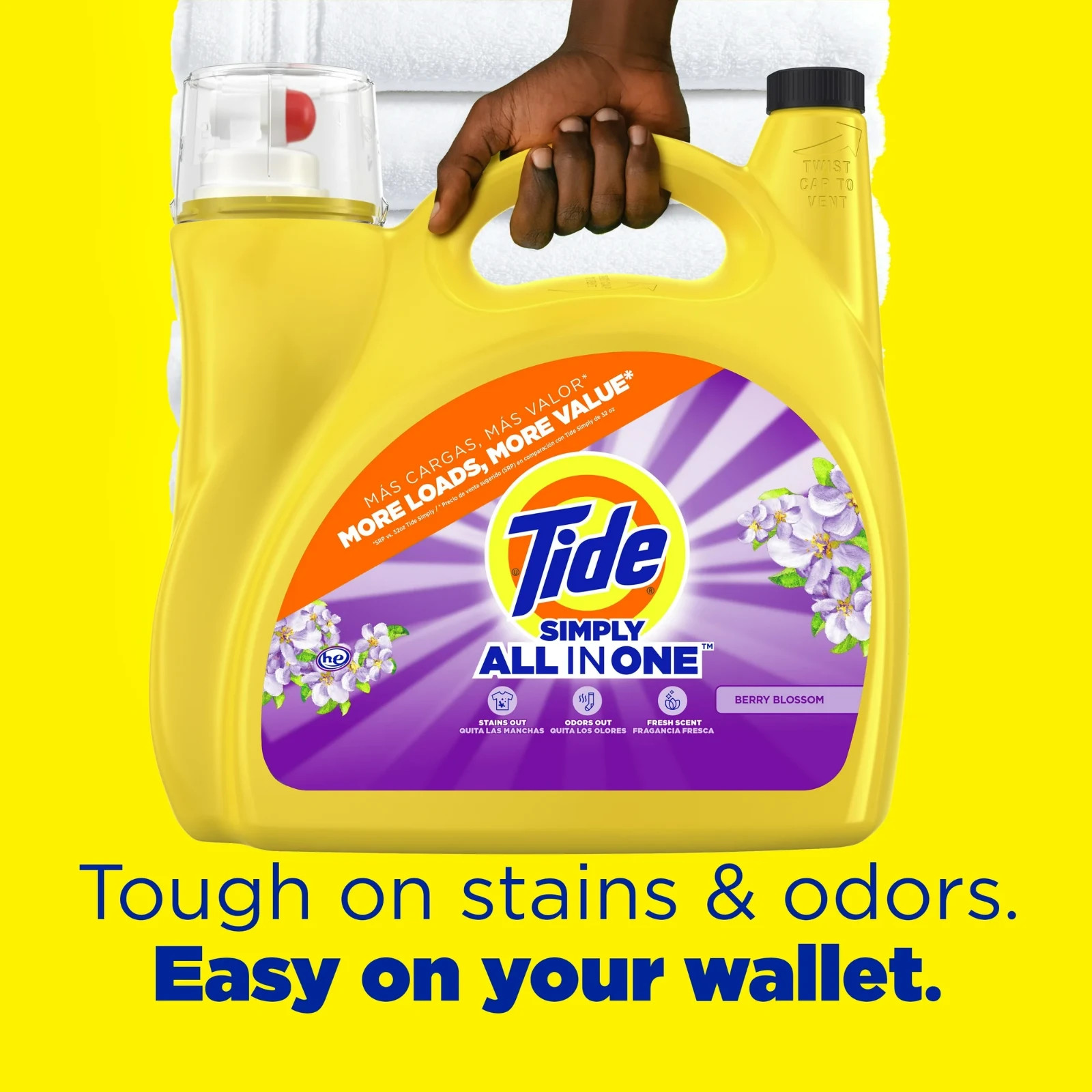3P Tide Simply All-in-One Liquid Laundry Detergent, Berry Blossom Scent 138Loads