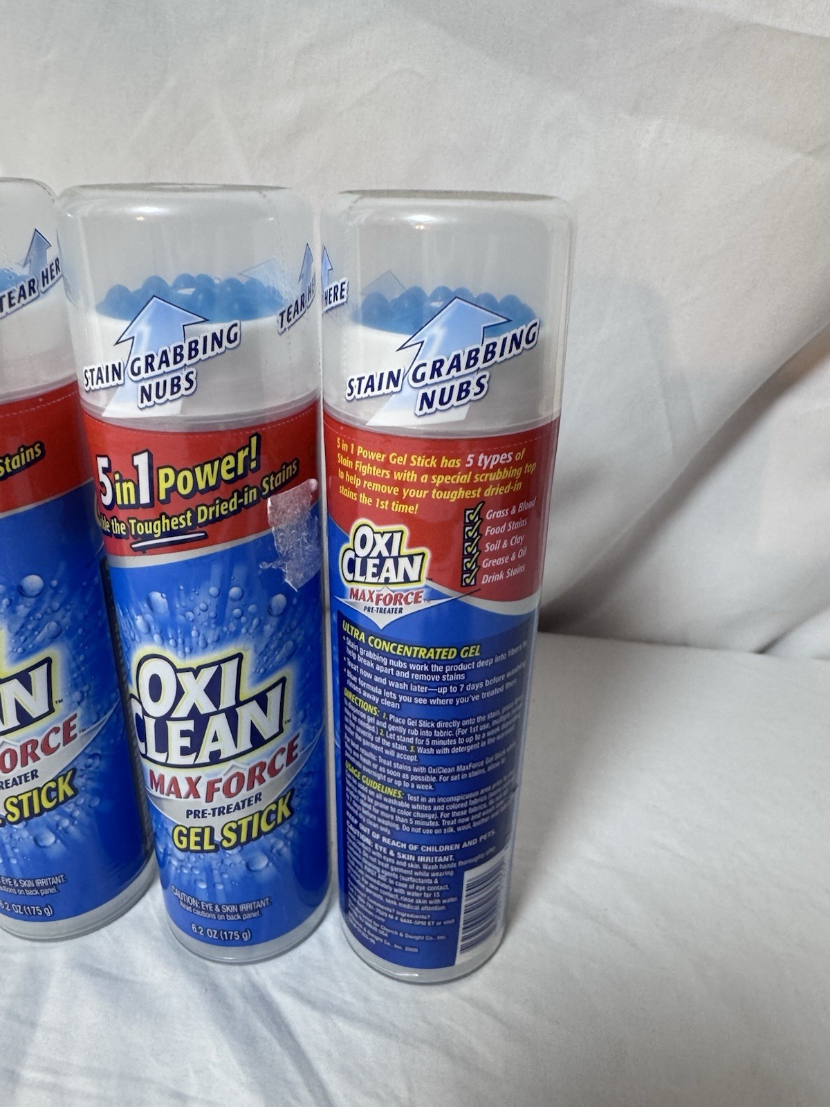 3 OXI CLEAN 6.2 Oz MaxForce 5 In 1 Power Laundry Stain Remover GEL STICK NEW