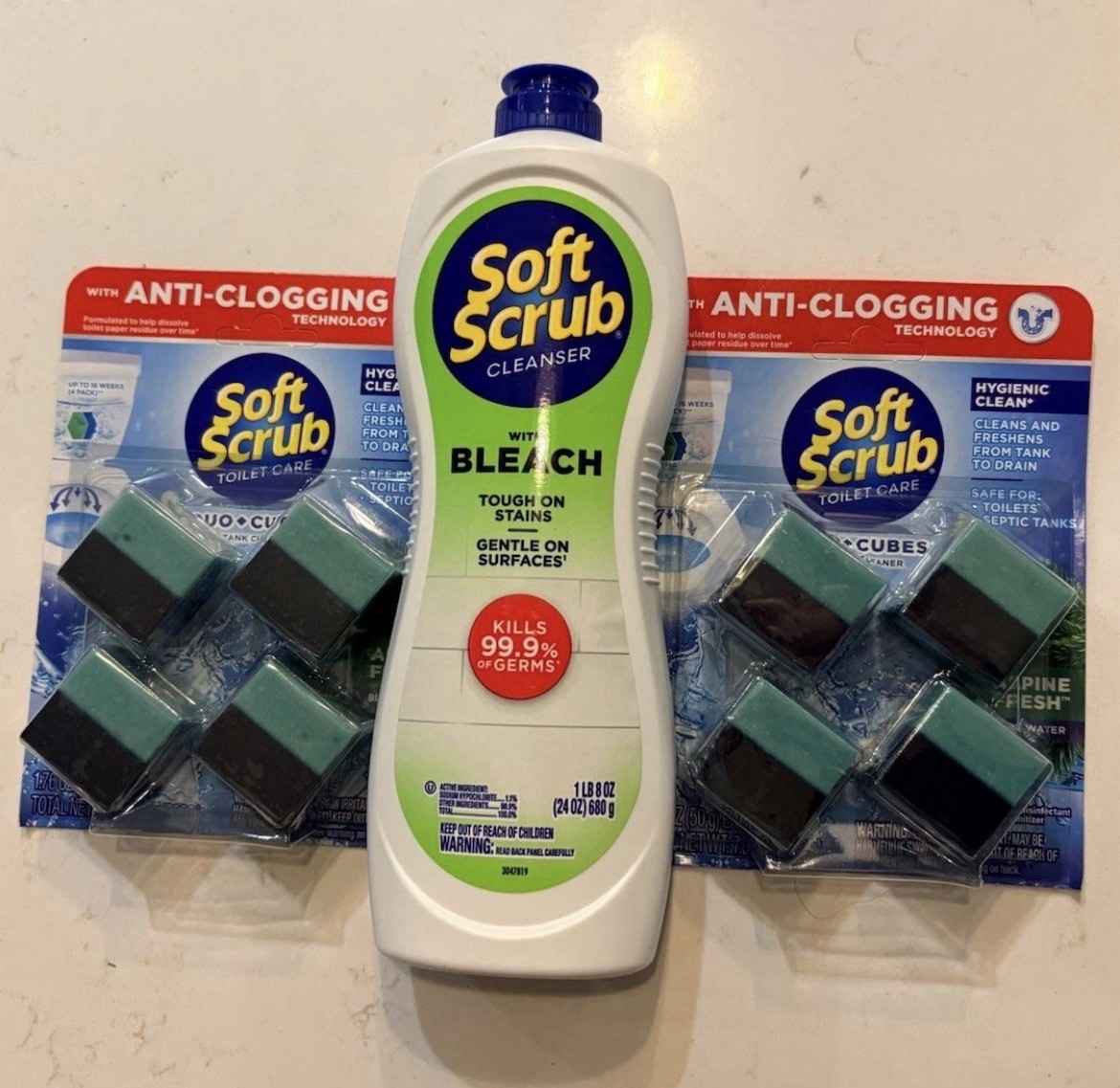 Soft Scrub Bathroom Multi Surface Cleaner & In Tank Toilet Duo Cubes Alpine, 8ct