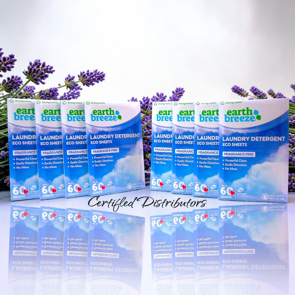 (Lot of 8) Earth Breeze Laundry Detergent Sheets Fragrance-Free, 60 Loads Each