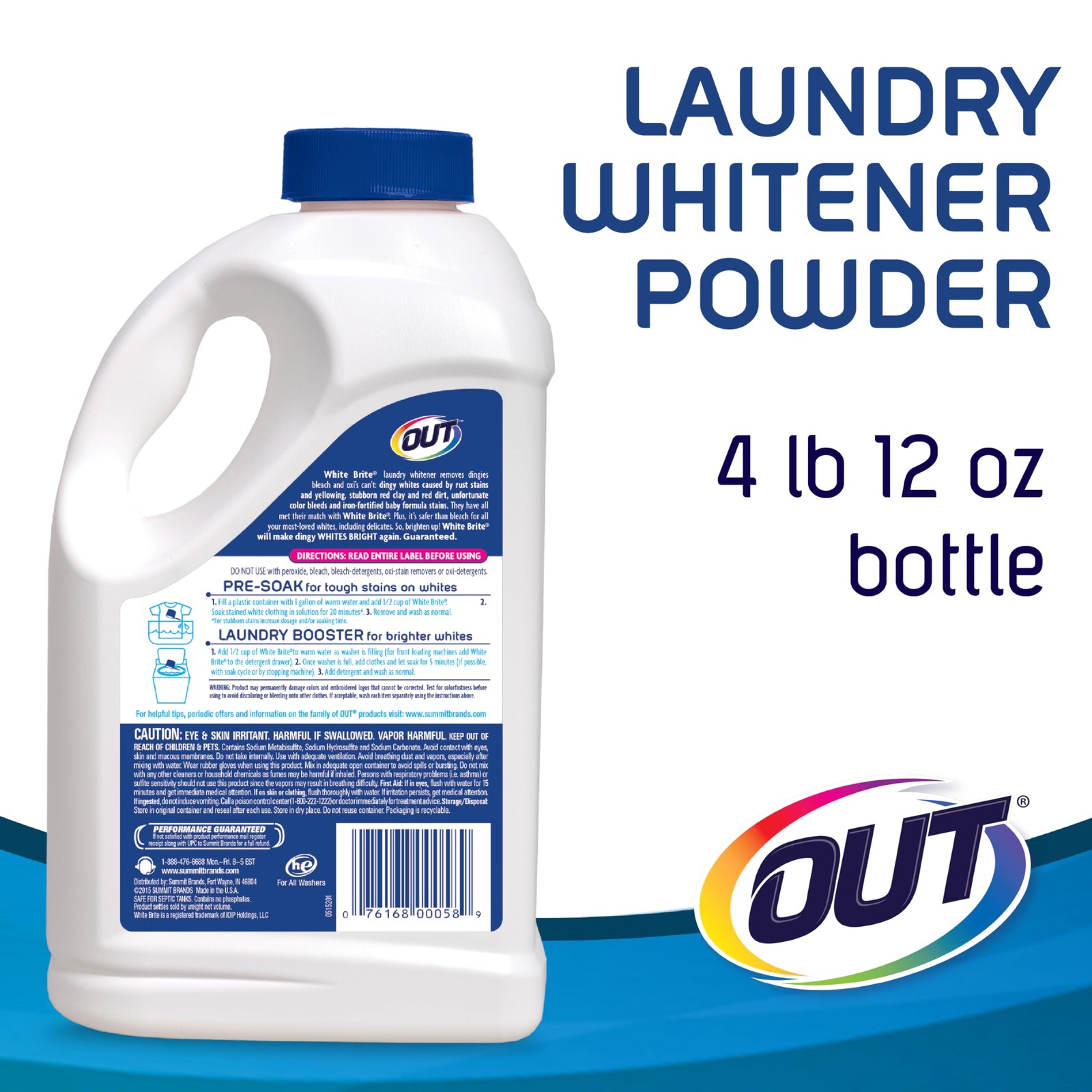 OUT White Brite Laundry Whitener Bleach 76 Ounce (Pack of 1),