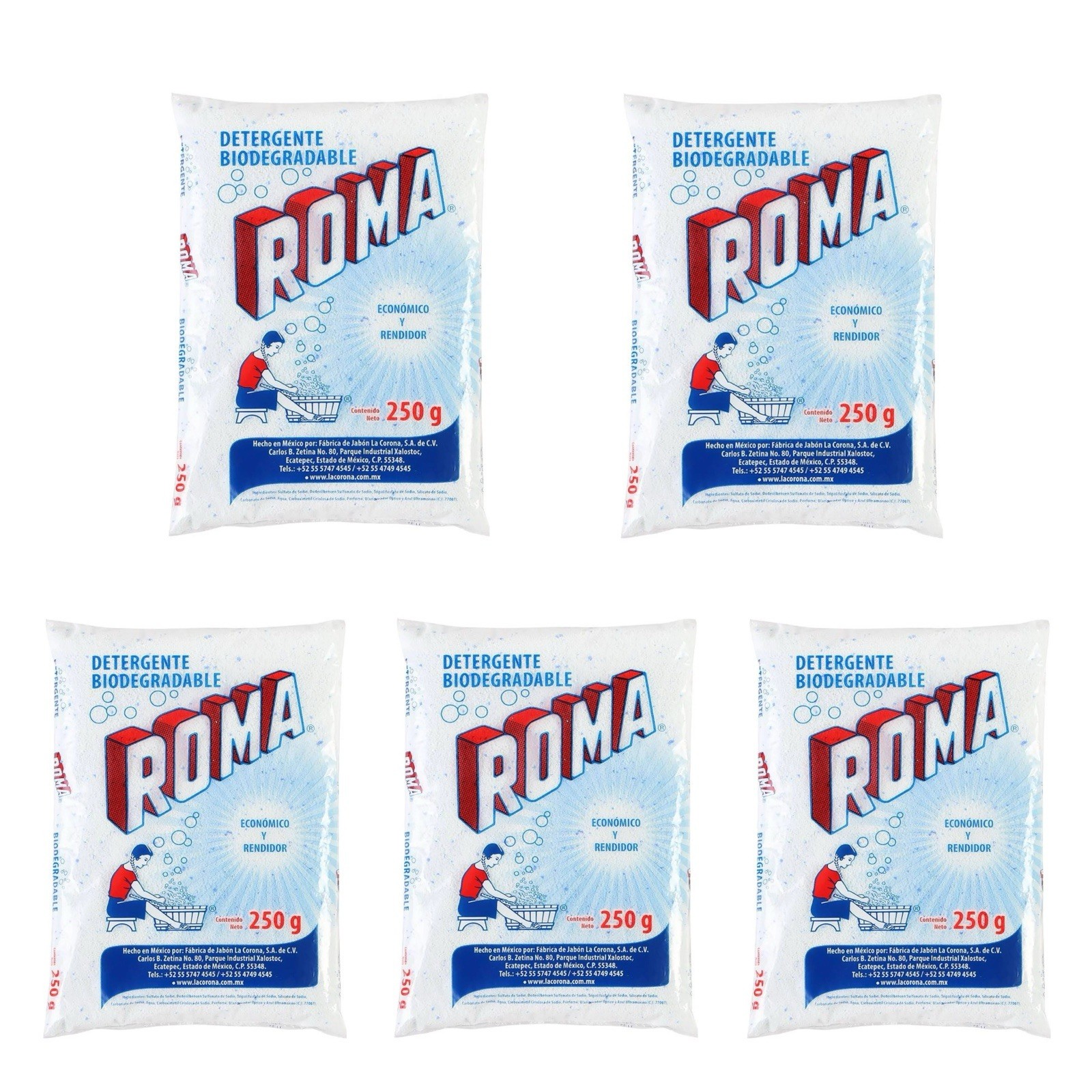 ROMA 🇲🇽 Powder Laundry Detergent, 250g, 5 Pack
