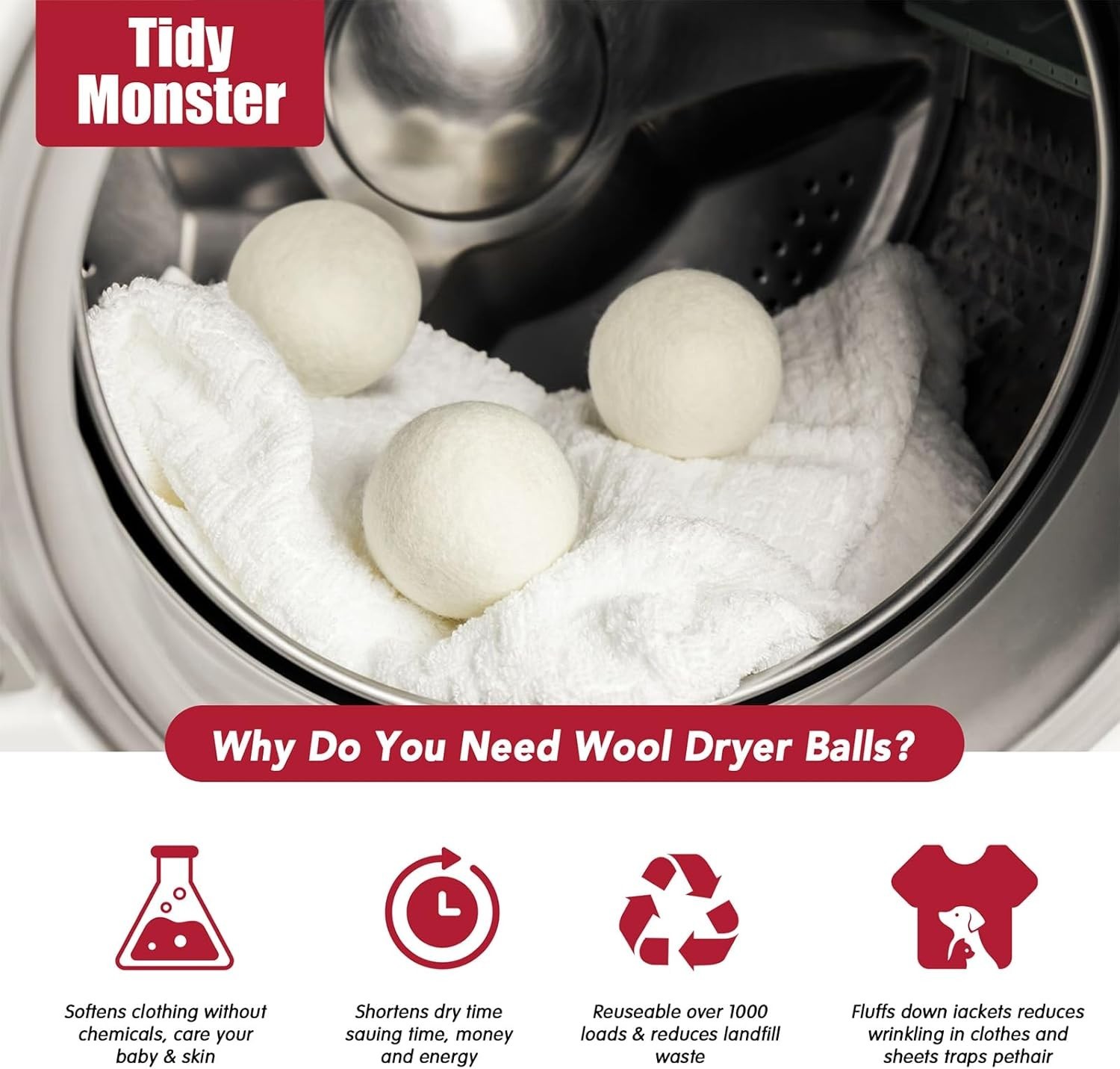 100% New Zealand Wool Dryer Balls XL Size – 6 Pack, Organic & Chemical-Free F…