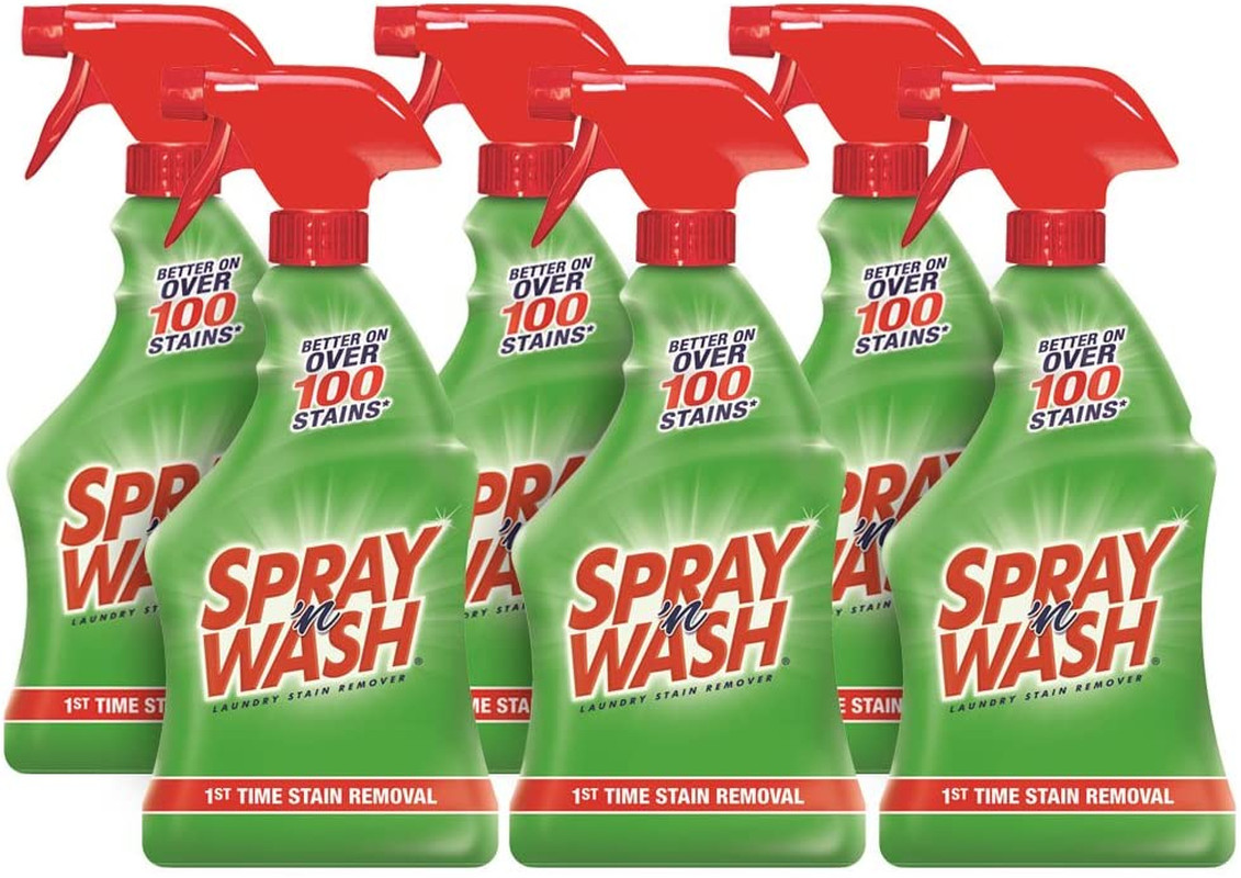 Spray N’Wash Pre-Treat Laundry Stain Remover Bottles Clear 1.37 Pound Pack of 6