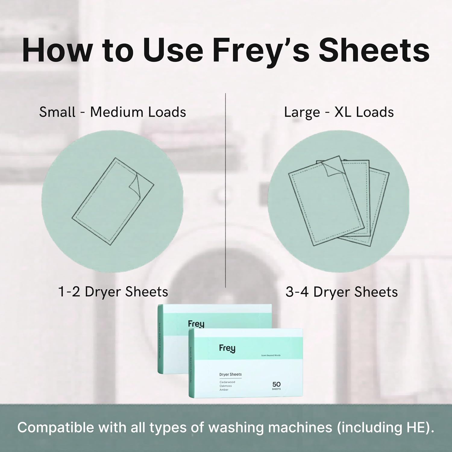 FREY Naturally Scented Dryer Sheets | Eco Friendly Fabric Softener for Static Co