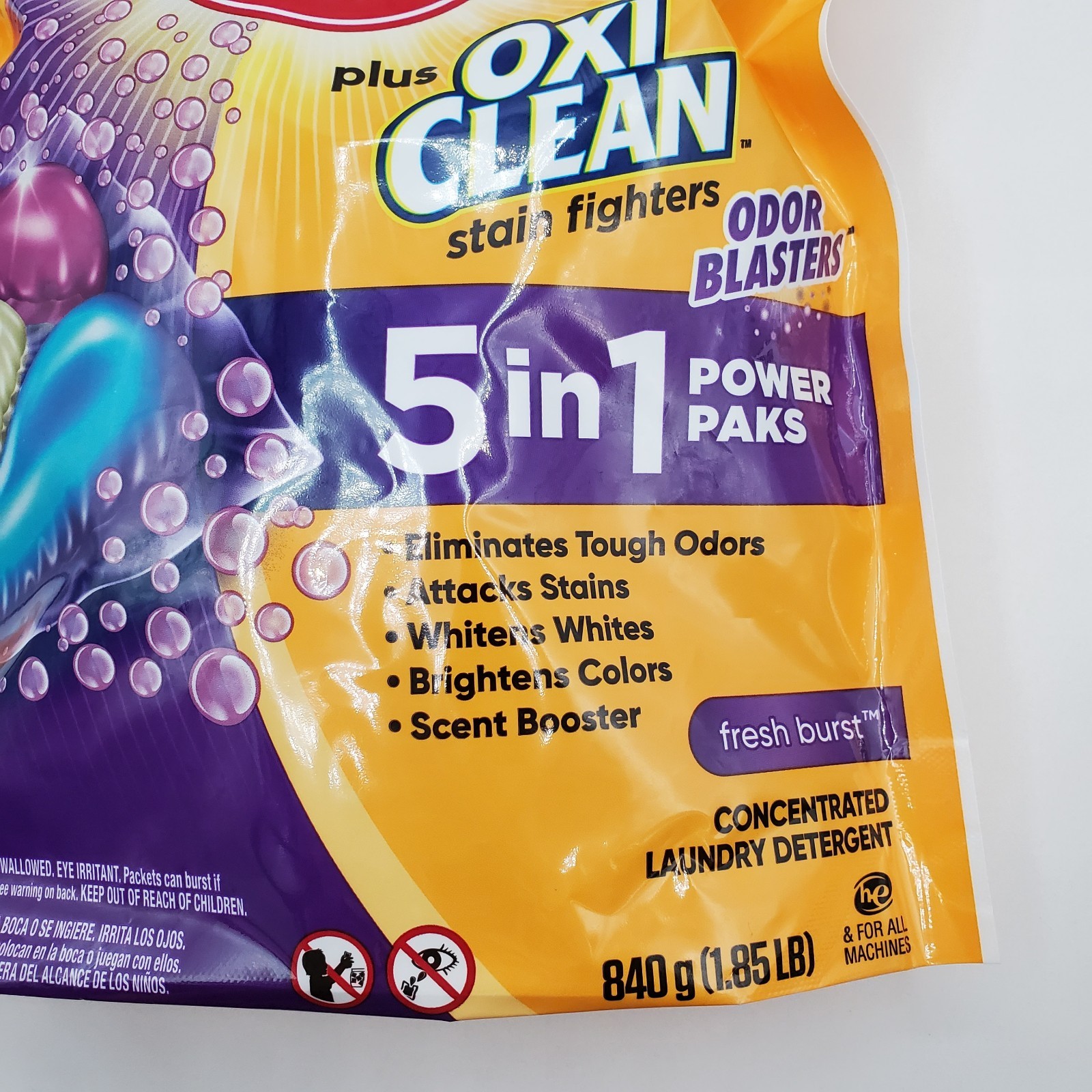 Arm Hammer Plus OxiClean 5 in 1 Power Paks 42ct Laundry Detergent Odor Blaster