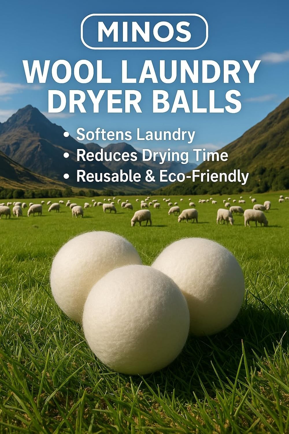 Natural Wool Dryer Balls | Reusable Natural Fabric Softener | Reduces Wrinkle…