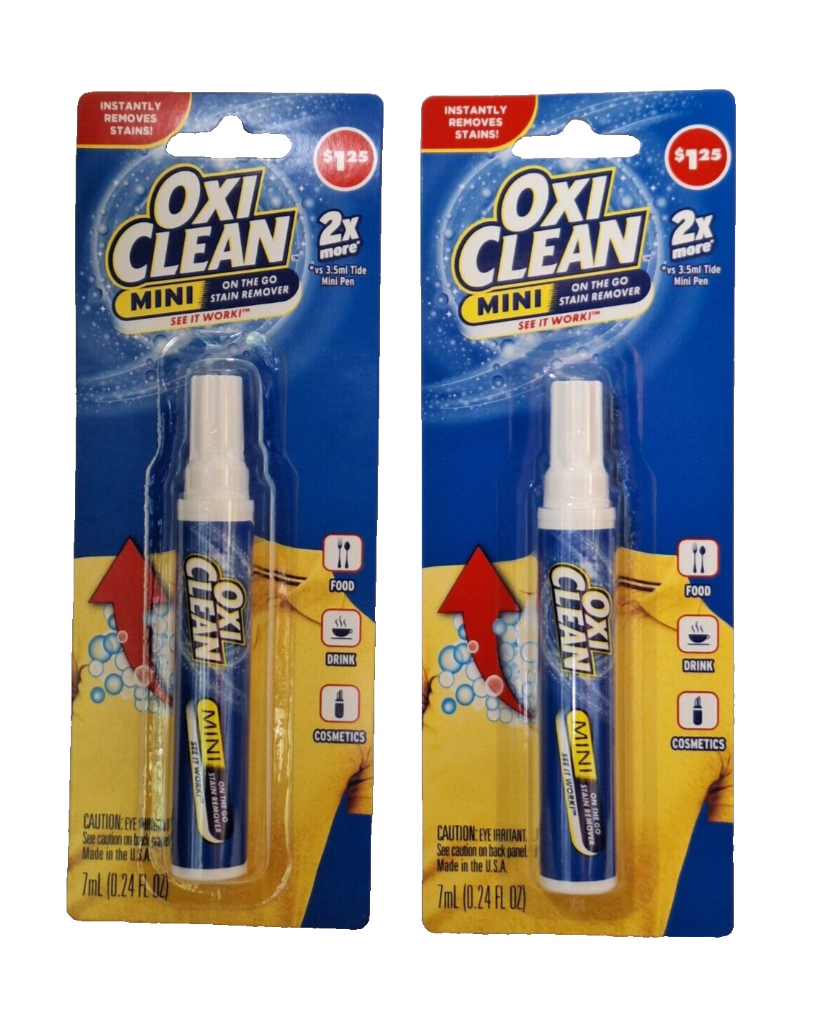 New 2 Pack OxiClean Mini Pens On the Go Stain Remover