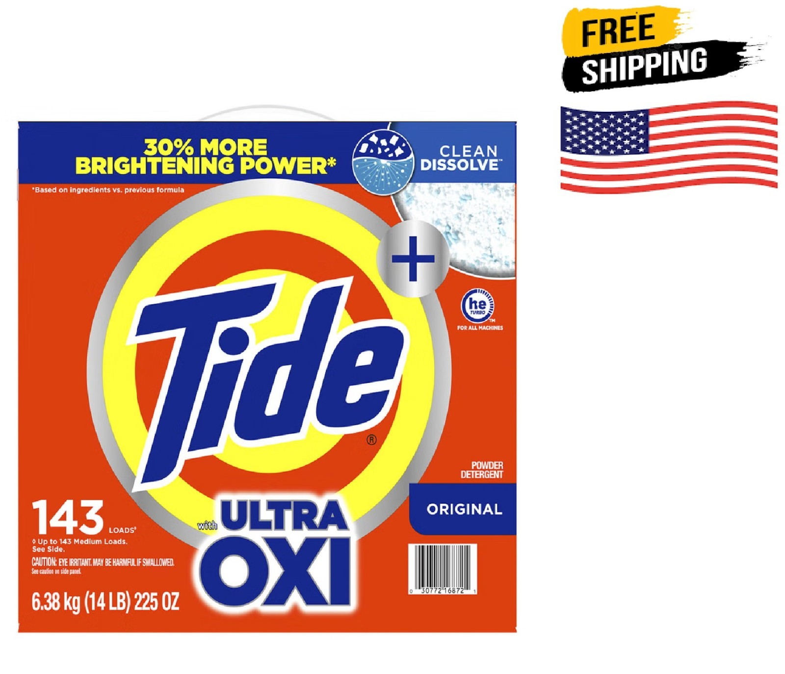 Tide Plus Ultra Oxi Powder Laundry Detergent, Original, 143 Loads, 225 Ounce