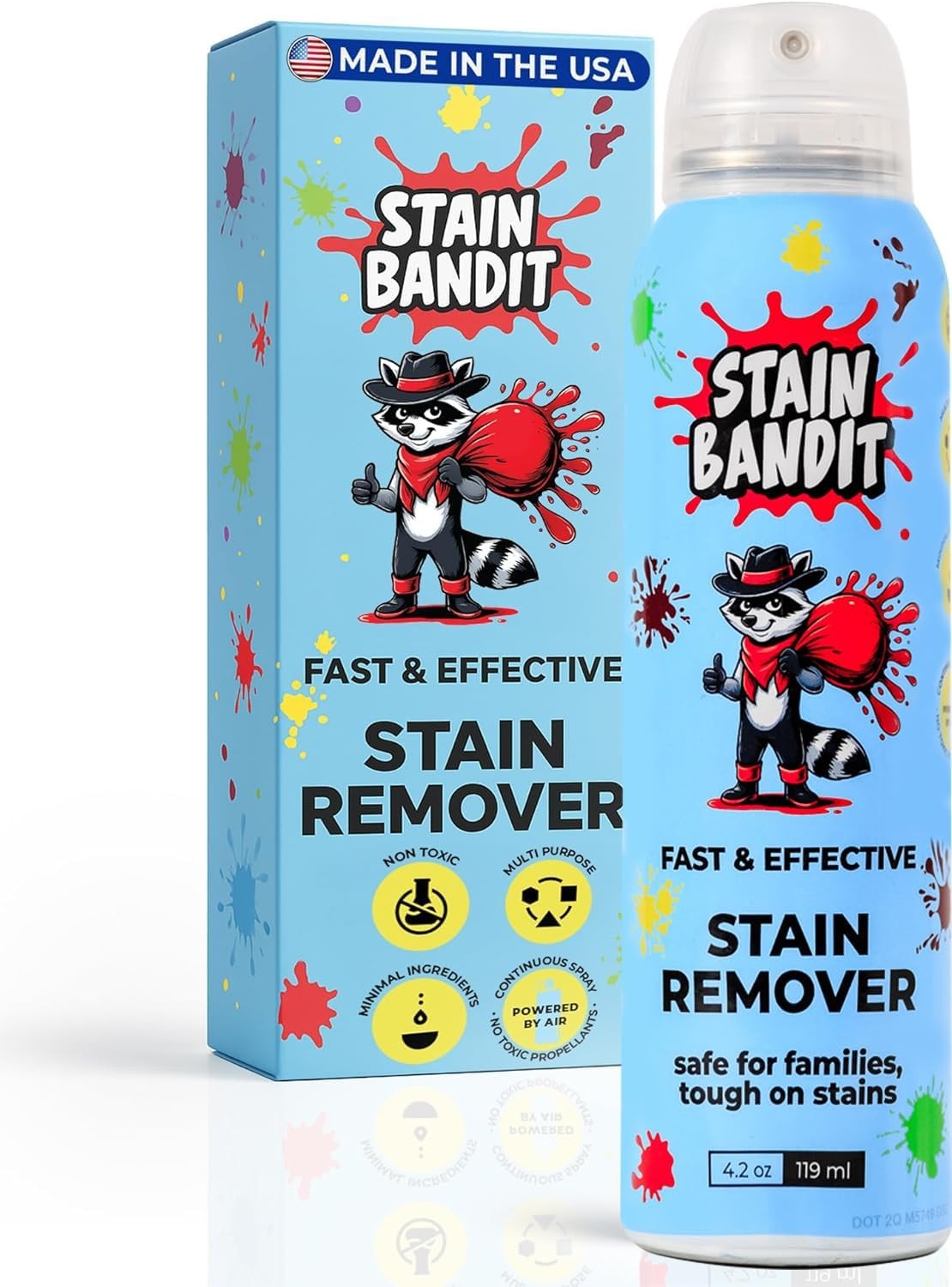 Stain Remover Spray | Non-Toxic Stain Remover Family Safe Formula | Bag-On-Valve