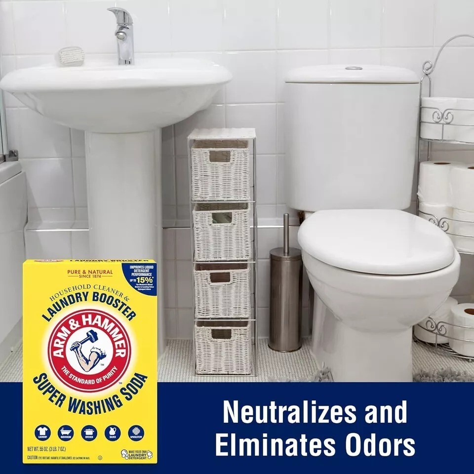 Arm & Hammer Super Washing Soda Detergent Booster & Household Cleaner, 55oz.
