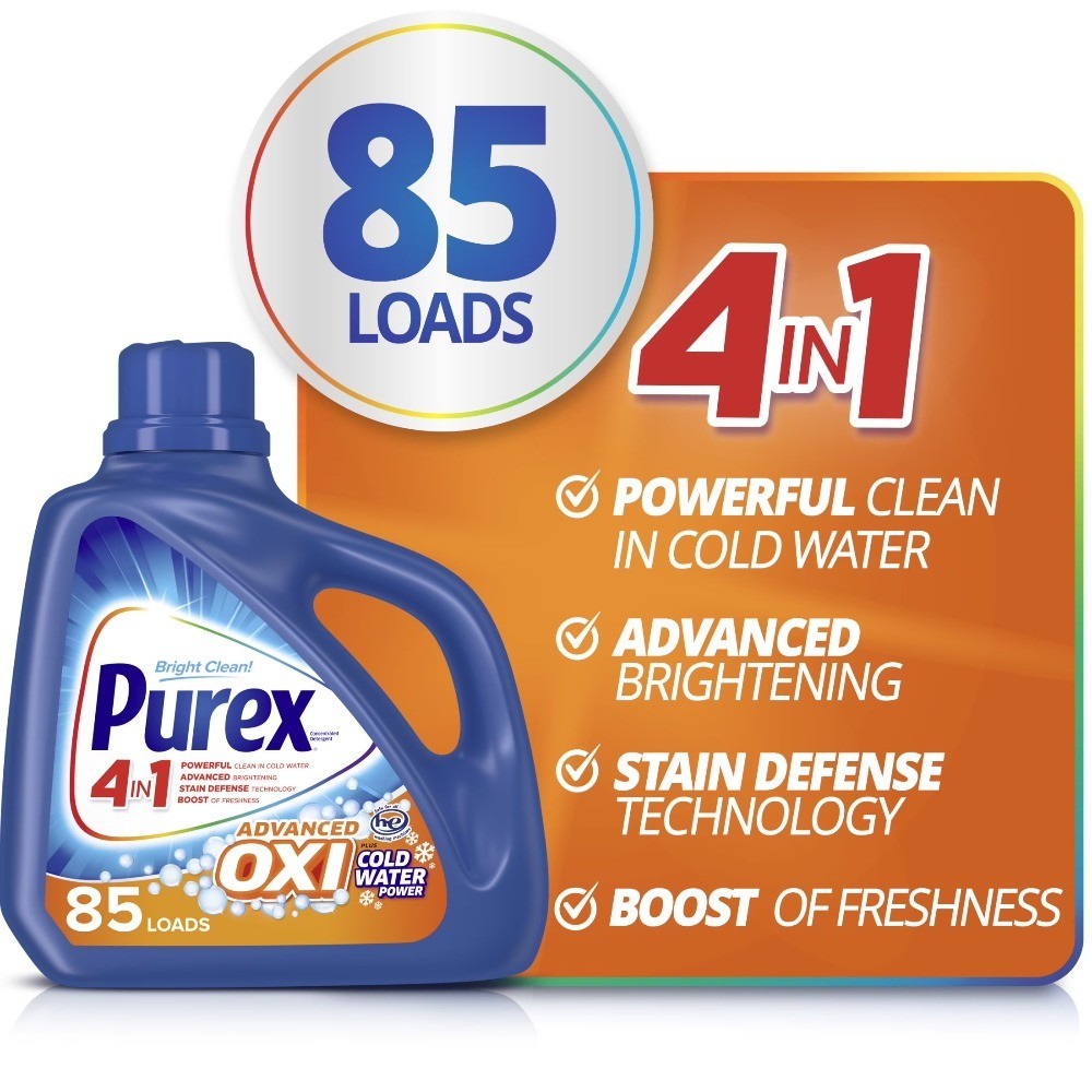 High-Efficiency Liquid Laundry Detergent, 128 fl oz, 85 Loads, Stain Removal,