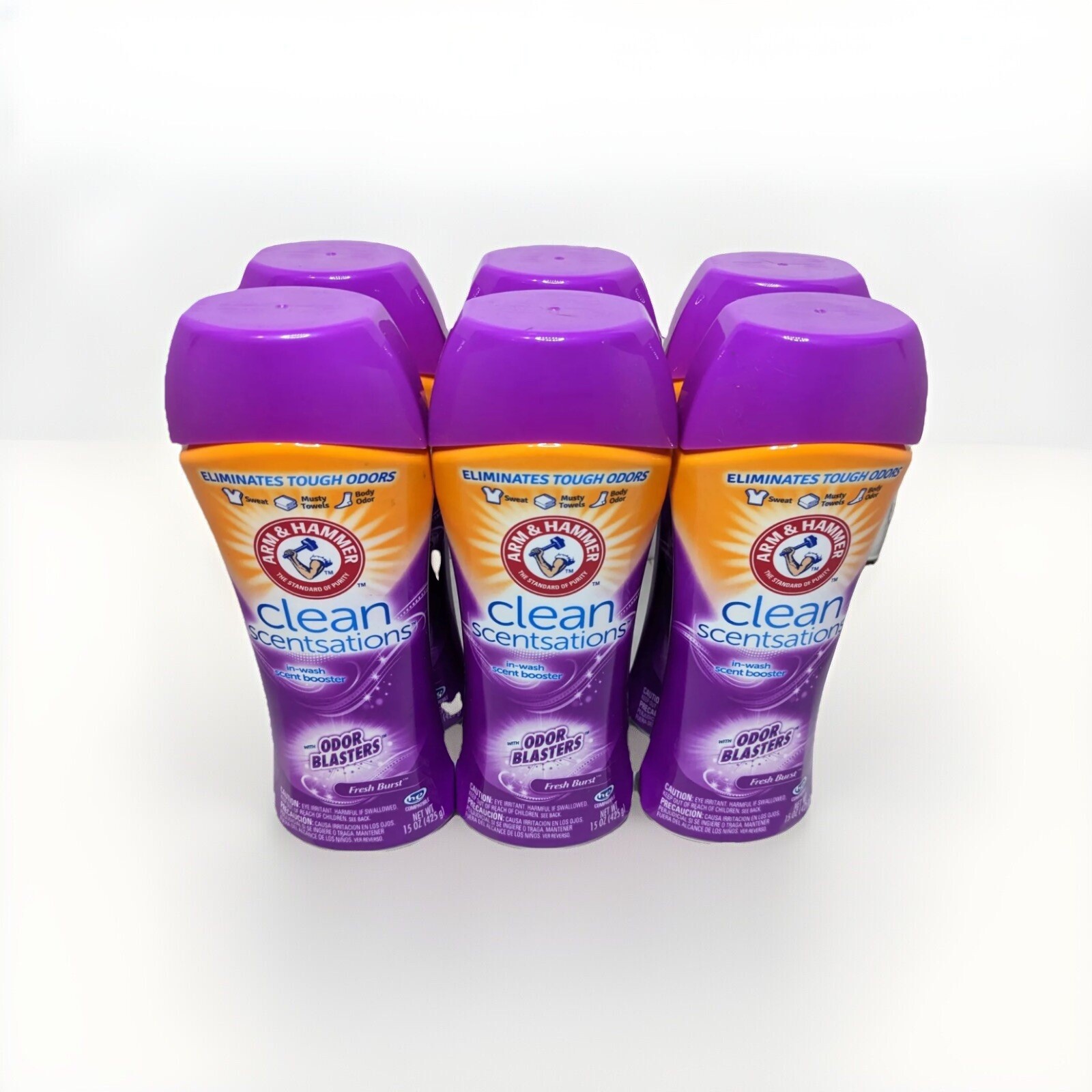 Lot of 6 Arm & Hammer Clean Scentsations Scent Booster Fresh Burst 15 OZ