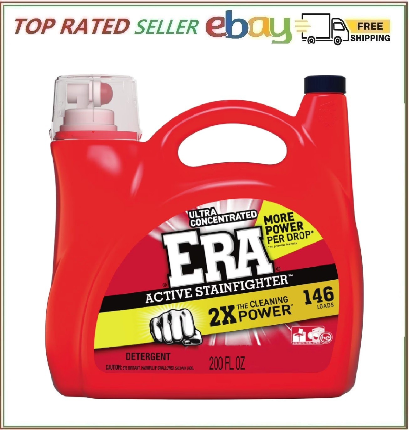 Era Active Stainfighter Laundry Detergent 200 fl oz 146 Loads Liquid Soap.