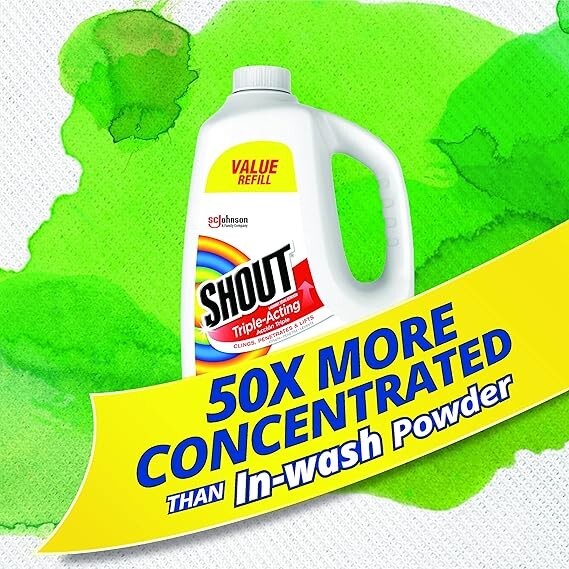 Shout Active Enzyme Laundry Stain Remover Spray, Triple-Acting, Penetrates 60oz