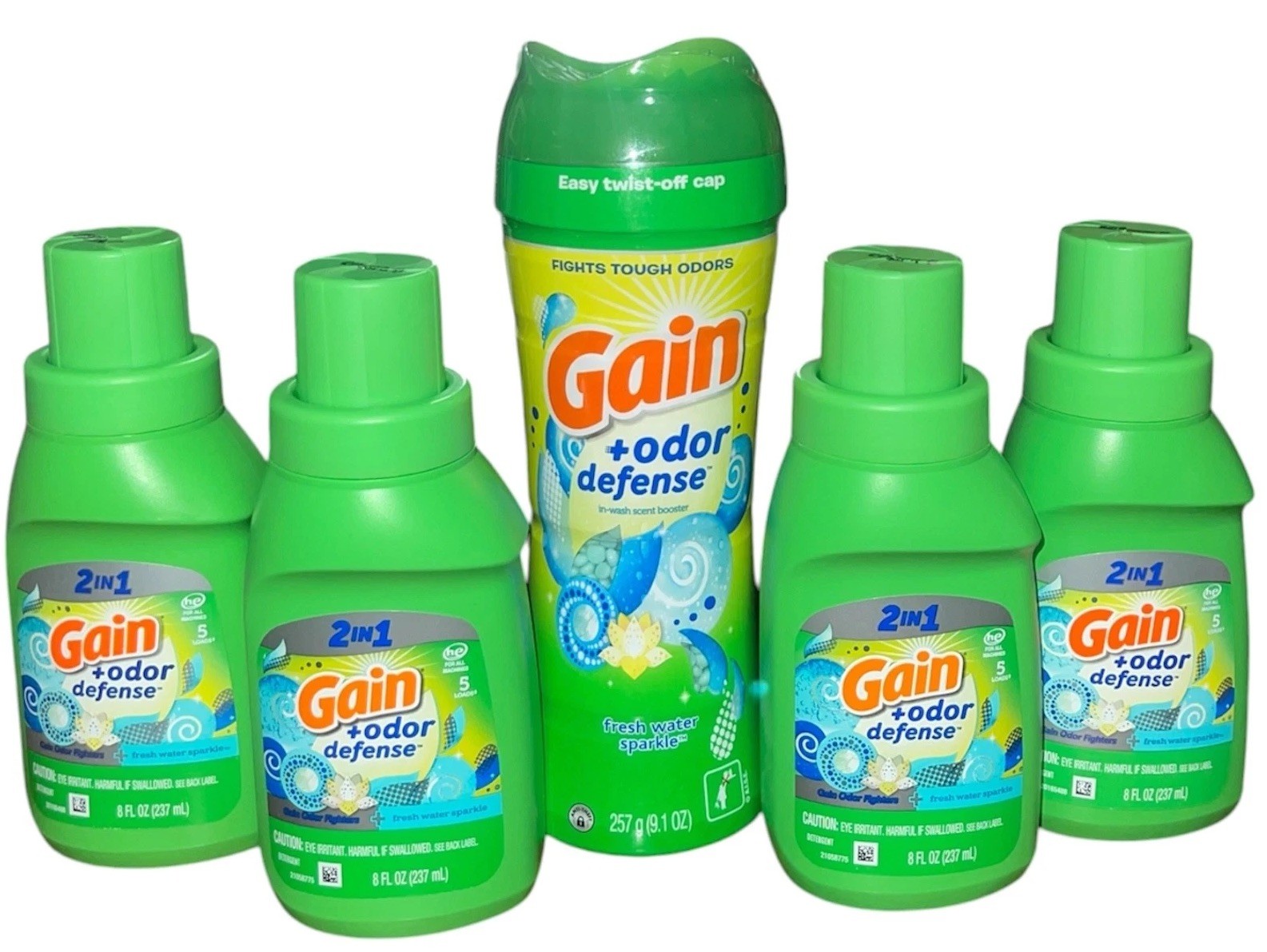 4) Gain Fresh Water Sparkle 8 Fl Oz Detergent & 1) Fireworks *DISCONTINUED*