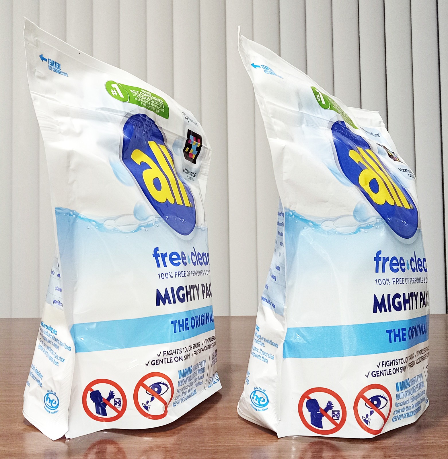 Lot of 2 All Free Clear, Original 4-in-1 Mighty PACS Laundry Detergent, 19 Pacs