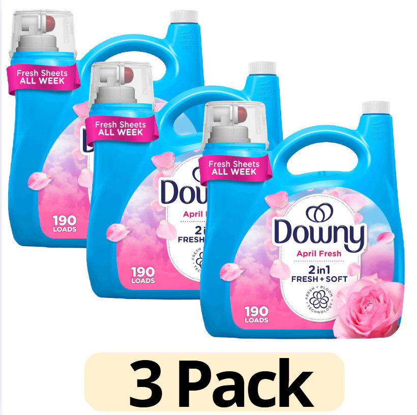 3 pack Downy April Fresh Liquid Fabric Conditioner 140oz 190 Loads HE Compatible