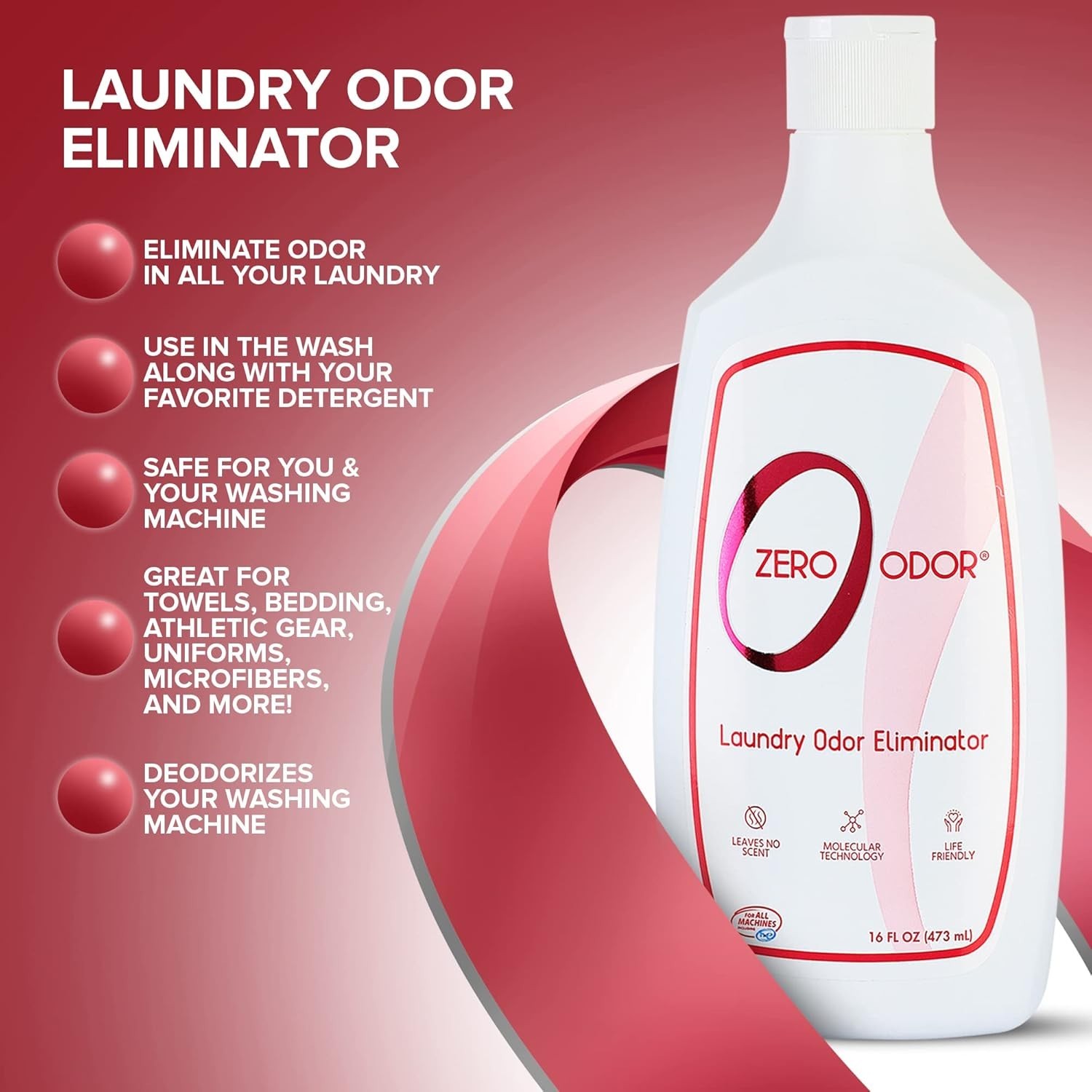 Permanently Eliminate Laundry Odors – 16oz Unscented Formula for All Fabrics