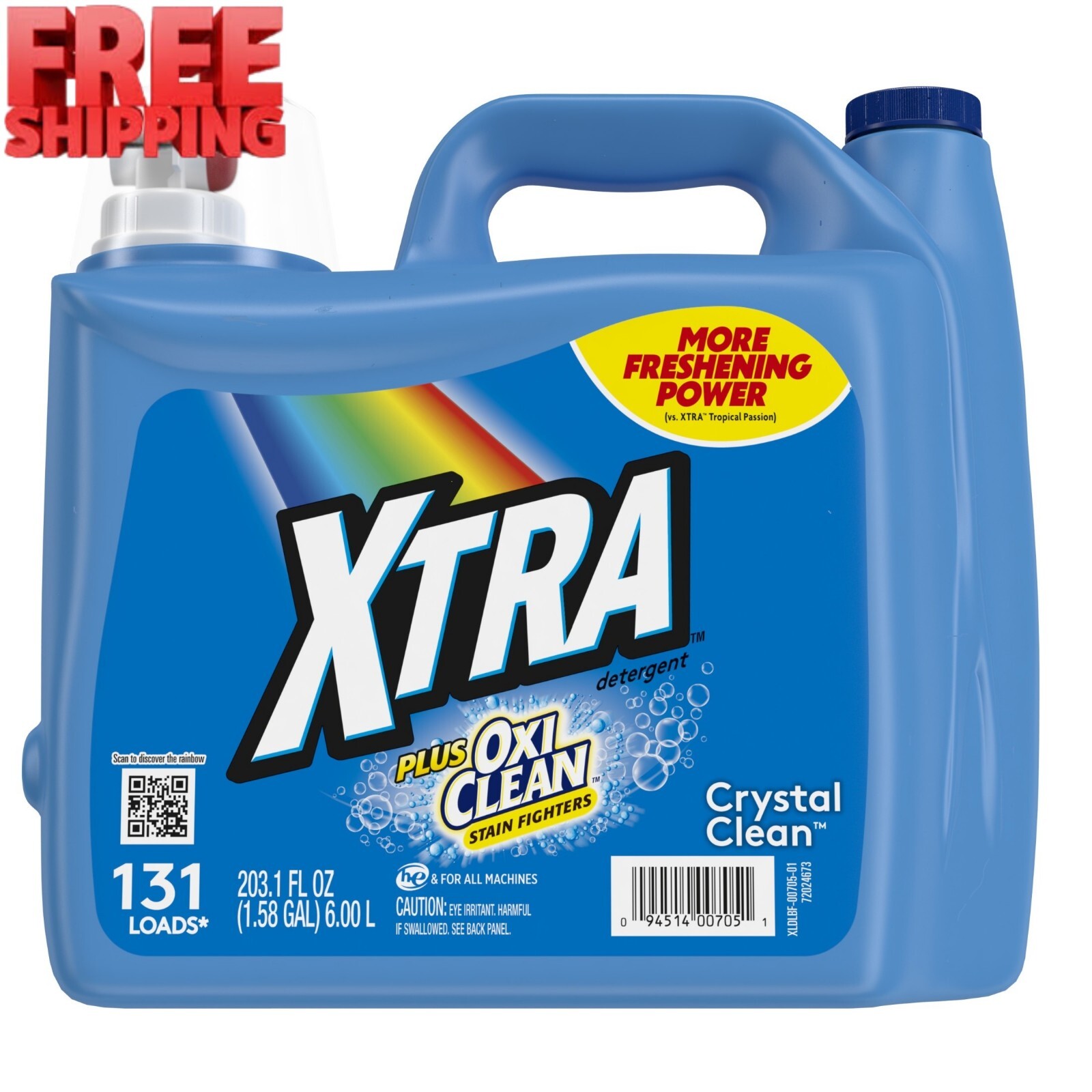 Xtra Plus OxiClean, 131 Loads Liquid Laundry Detergent, 203.1 fl oz