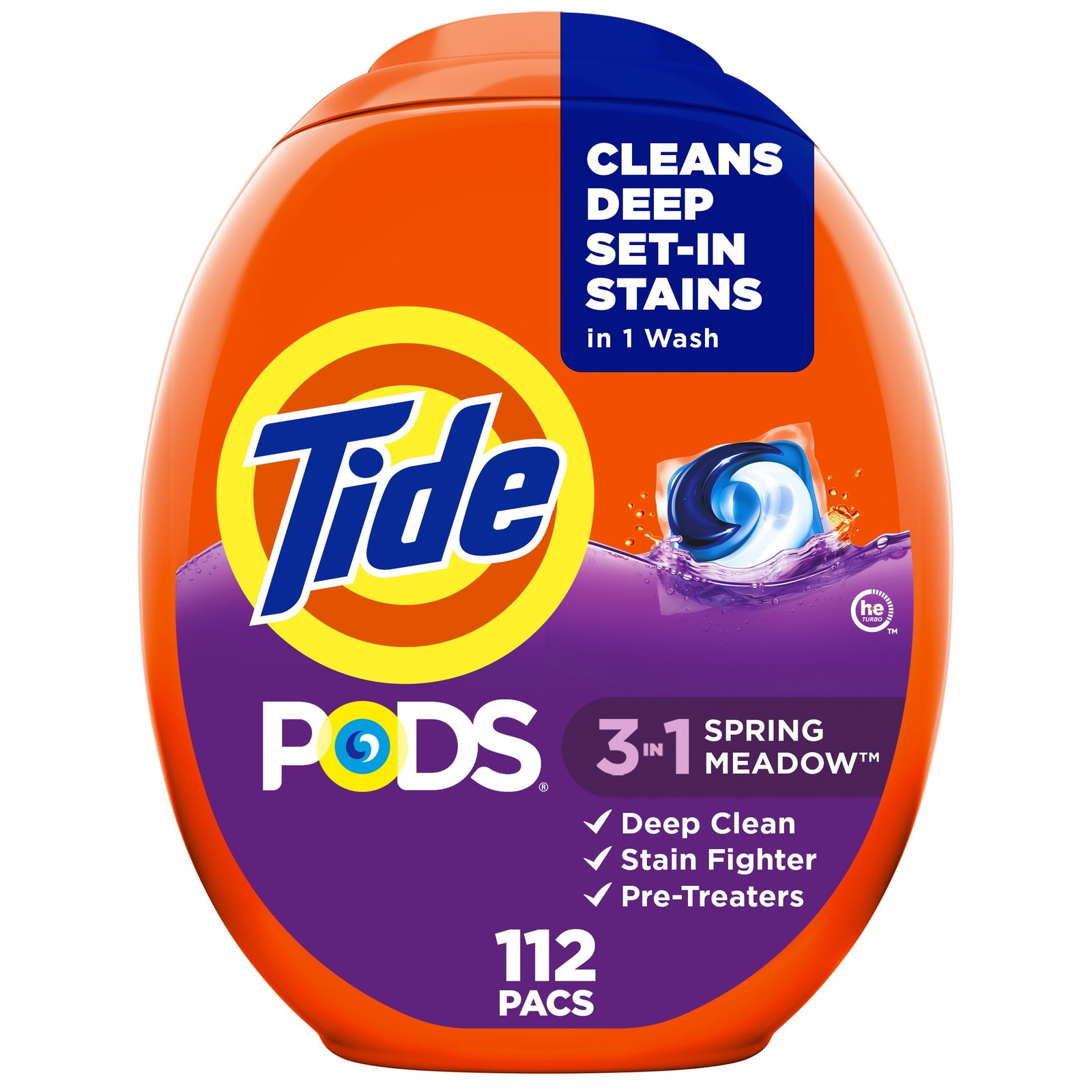 Tide PODS Laundry Detergent Pacs Spring Meadow 112 Ct Stain Remover