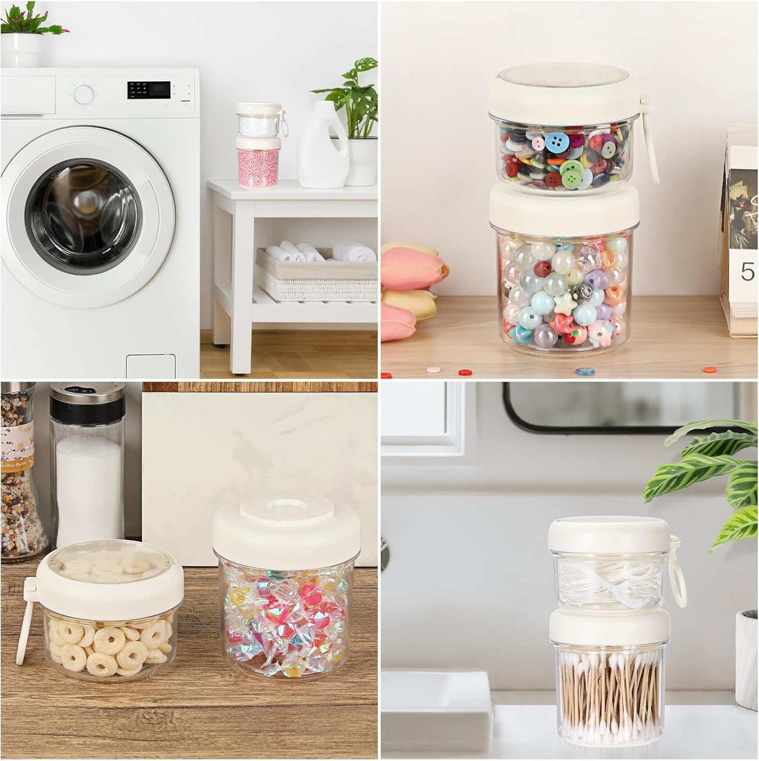 Portable Laundry Detergent Dispenser with Handle, Stackable Laundry Storage