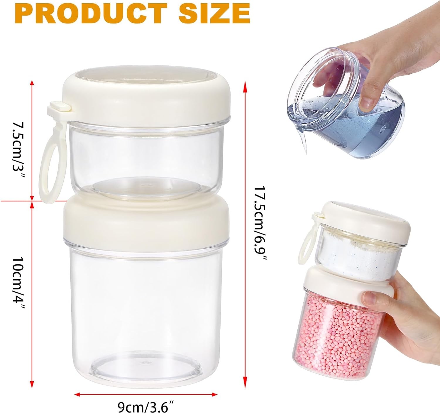 Portable Laundry Detergent Dispenser with Handle, Stackable Laundry Storage