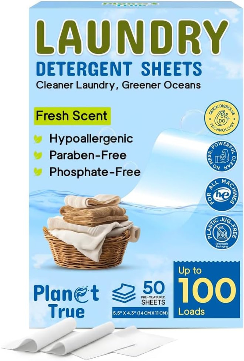 Eco-Friendly Laundry Detergent Sheets – 60 Loads (30 Sheets) Fresh Scent – Conce