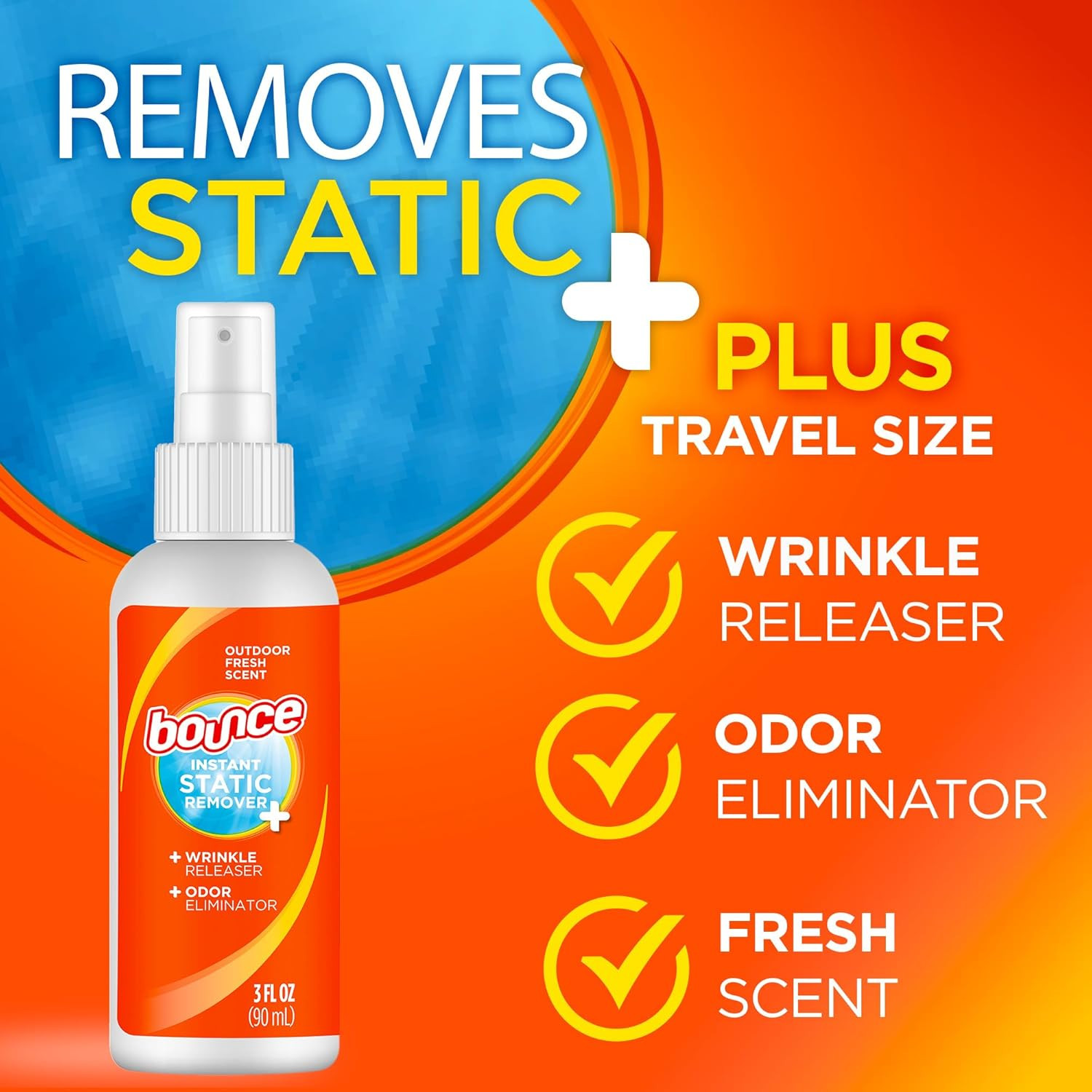 Bounce anti Static Spray, 3 in 1 Instant anti Static Spray & Instant Wrinkle Rel