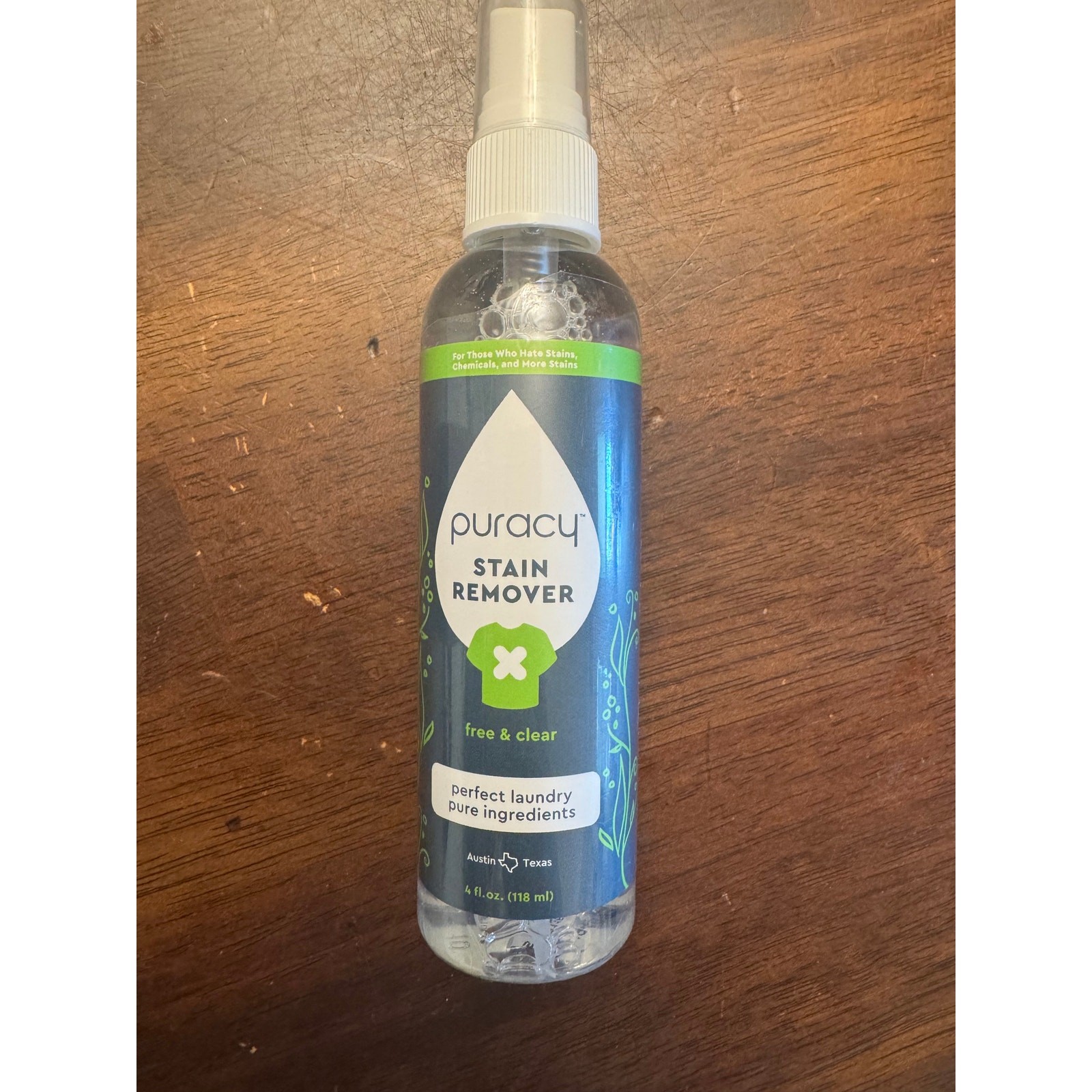 Puracy Stain remover free and clear travel bottle 4 oz. New