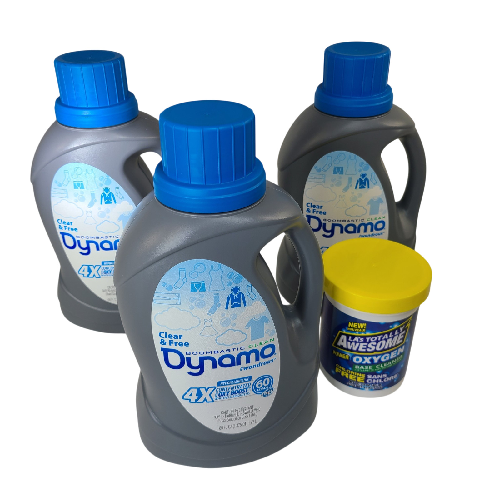 Dynamo Laundry Detergent Scent Free Clear 180 loads Concentrated HE Oxy Bundle