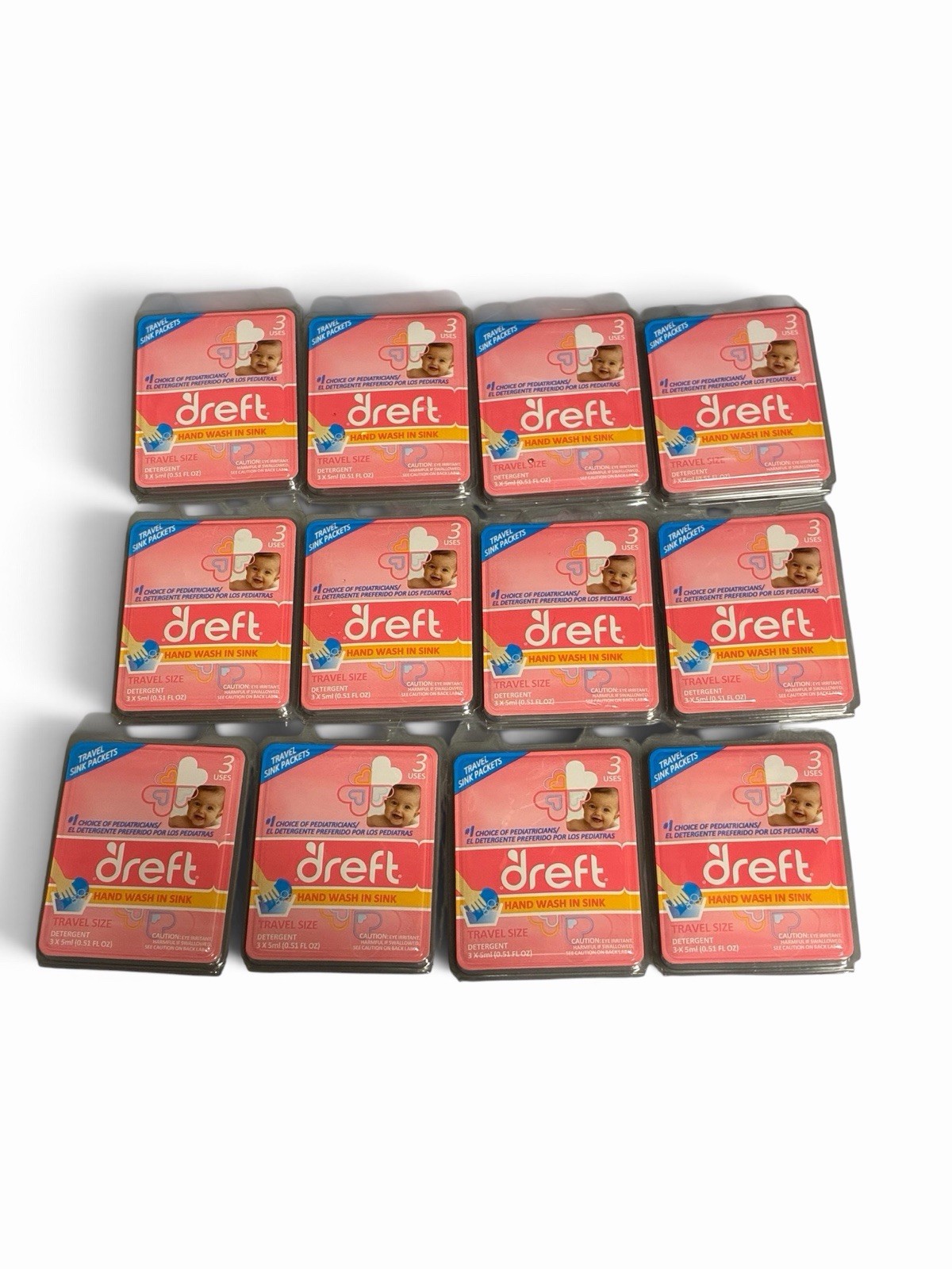 Dreft Baby Detergent Travel Sink Packets Hand Wash Lot 12 Sealed 3 Each Pack New