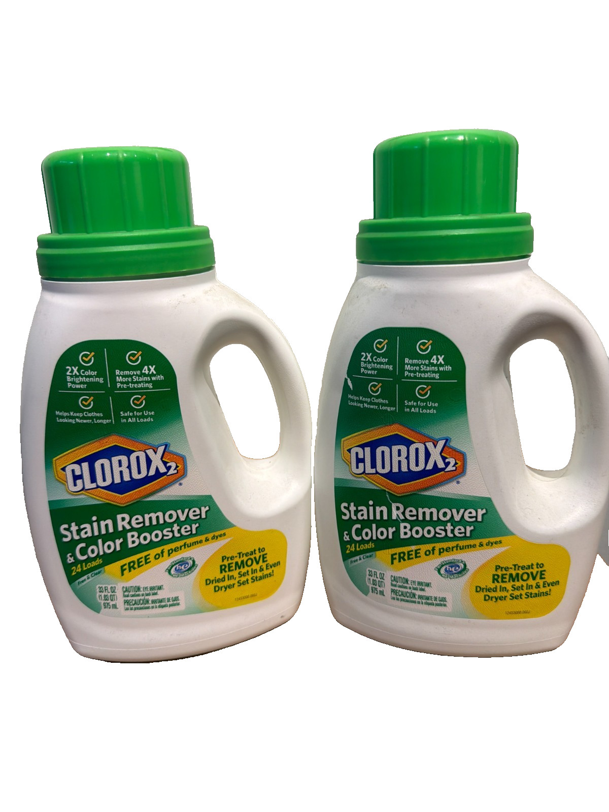 (2) VINTAGE Clorox 2 Stain Remover & Color Booster 24 Loads 33 fl oz *RARE