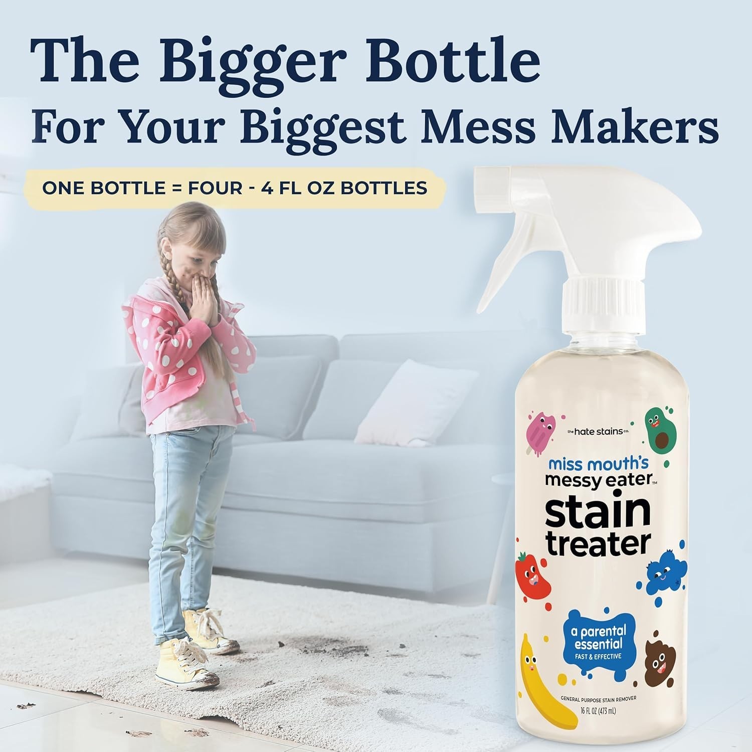 Stain Remover Spray 16oz Food Grease Coffee Baby Laundry Carpet Upholstery