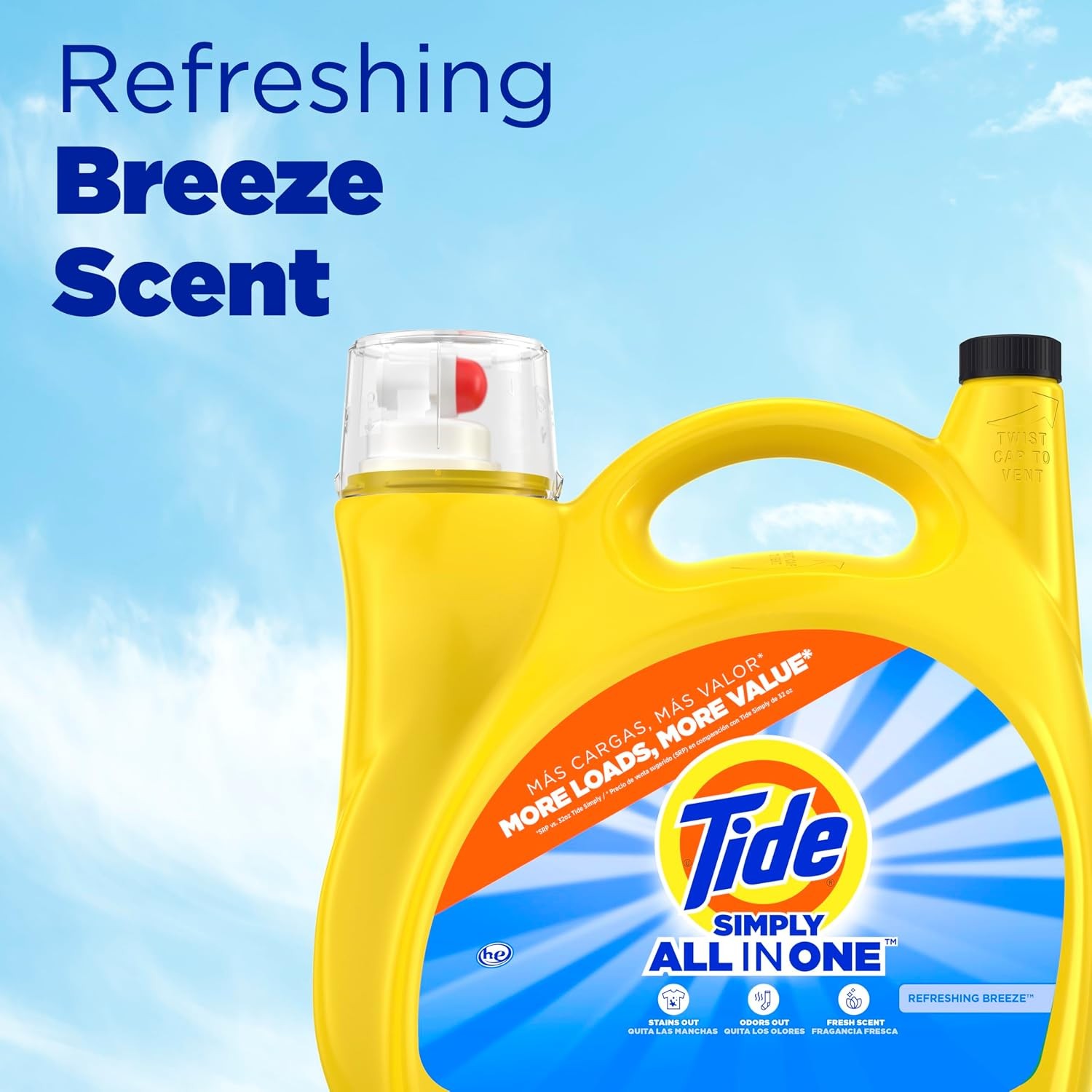 Tide Simply Liquid Laundry Detergent Refreshing Breeze Scent 138 Loads 182