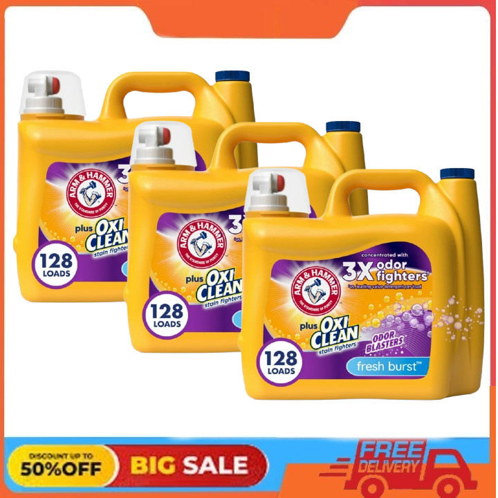 3 pack ARM & HAMMER Plus OxiClean Odor Blasters Fresh Burst, 128 Loads