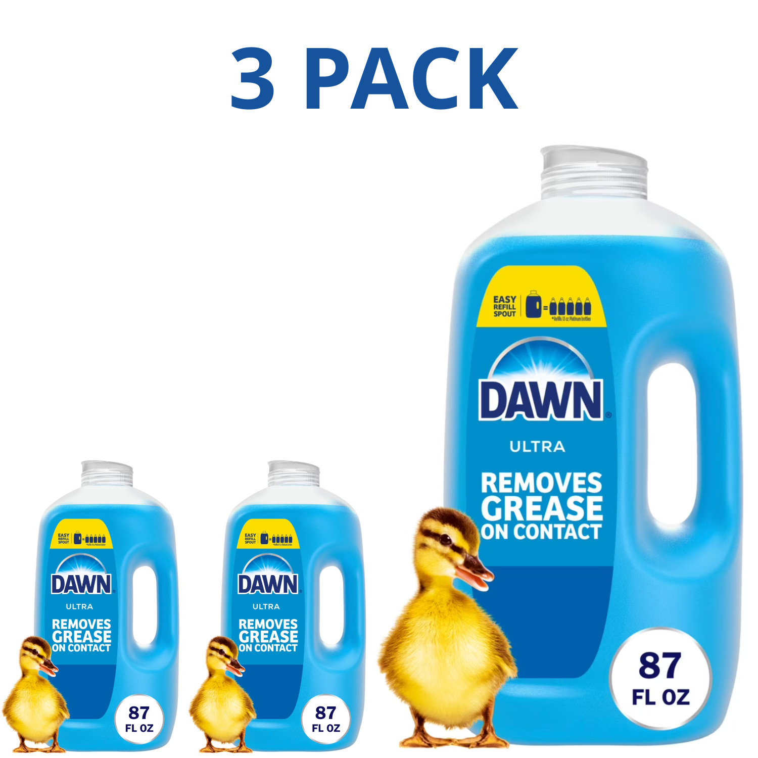 Dawn Ultra, Dishwashing Liquid, Refill Jug, Dish Soap, Original, 87 Fl oz, 3Pack