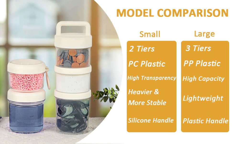 Portable Laundry Detergent Dispenser with Handle, Stackable Laundry Storage