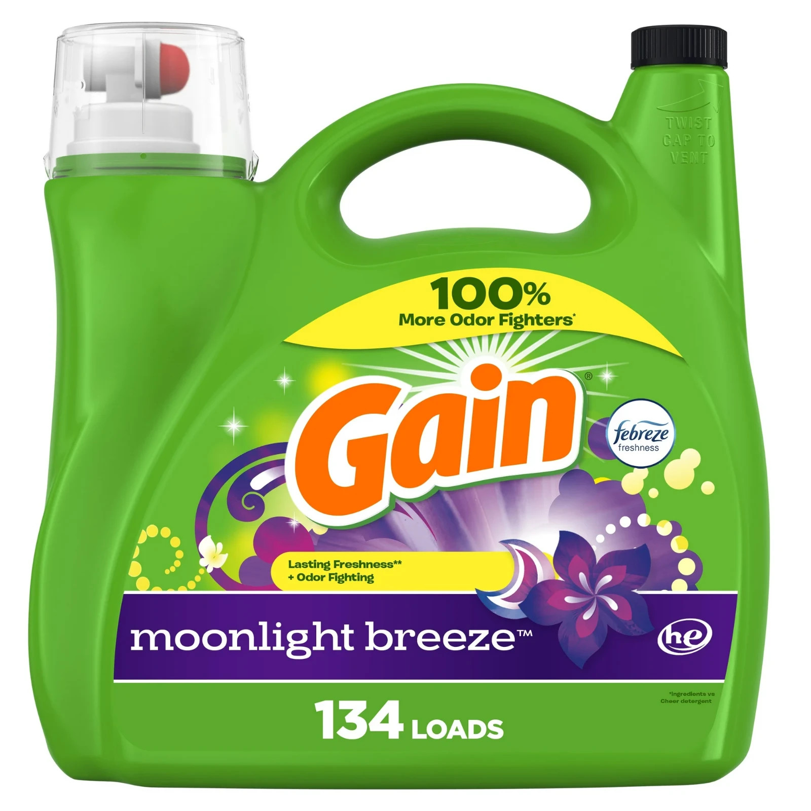 2 Pack Gain Liquid Laundry Detergent, Moonlight Breeze Scent, 194 fl oz, 134Load