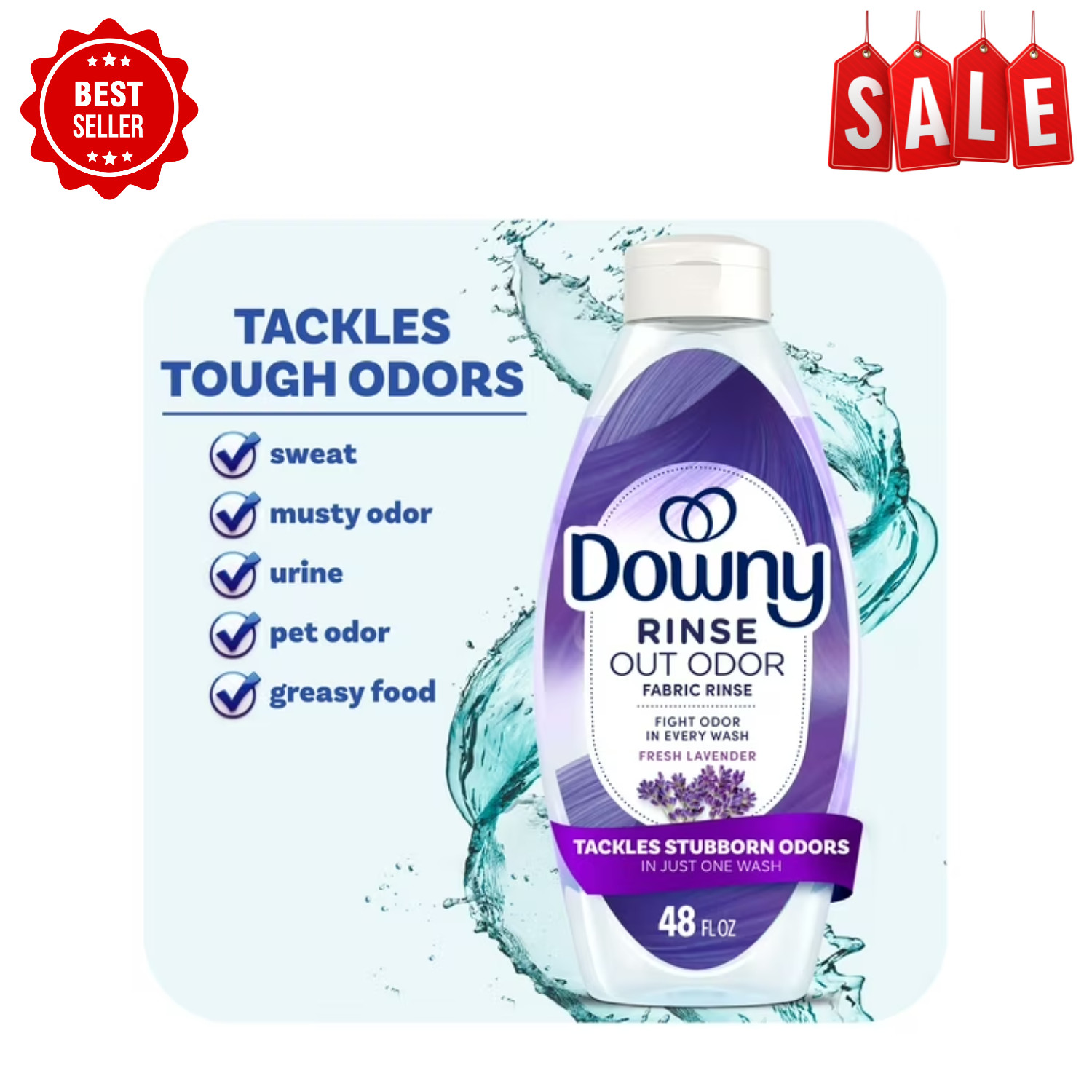 Downy Rinse Out Odor Laundry Rinse Fresh Lavender Scent Refreshes 48 Oz