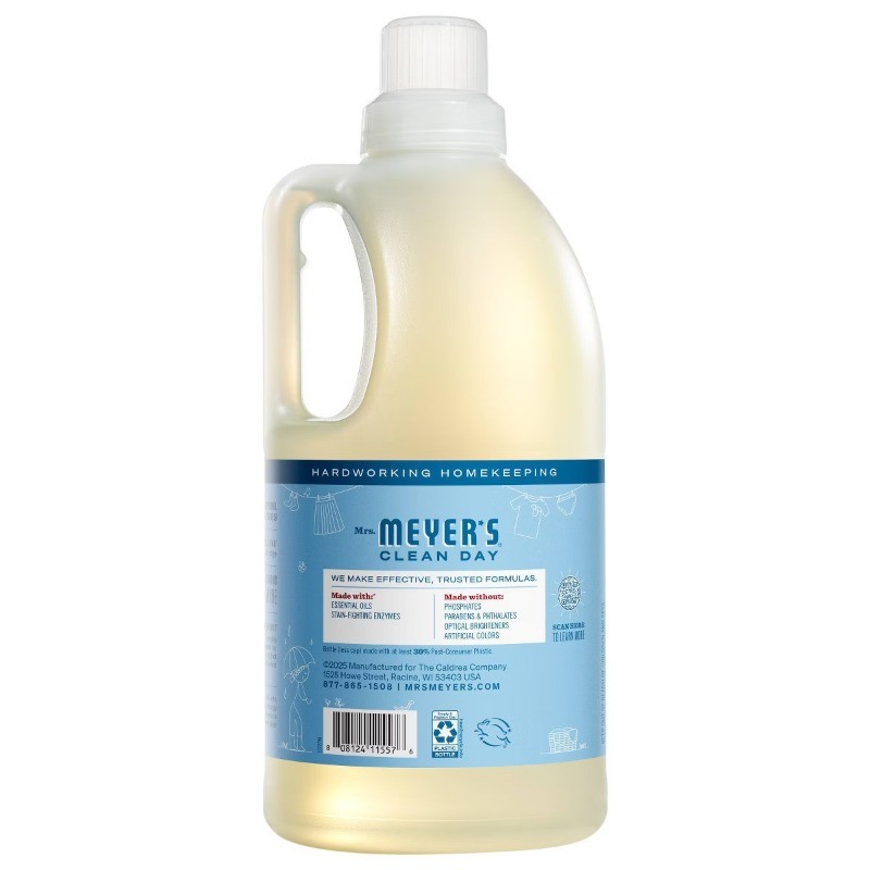 Liquid Laundry Detergent Rain Water 74 Loads 64oz: Dye-Free, Paraben-Free
