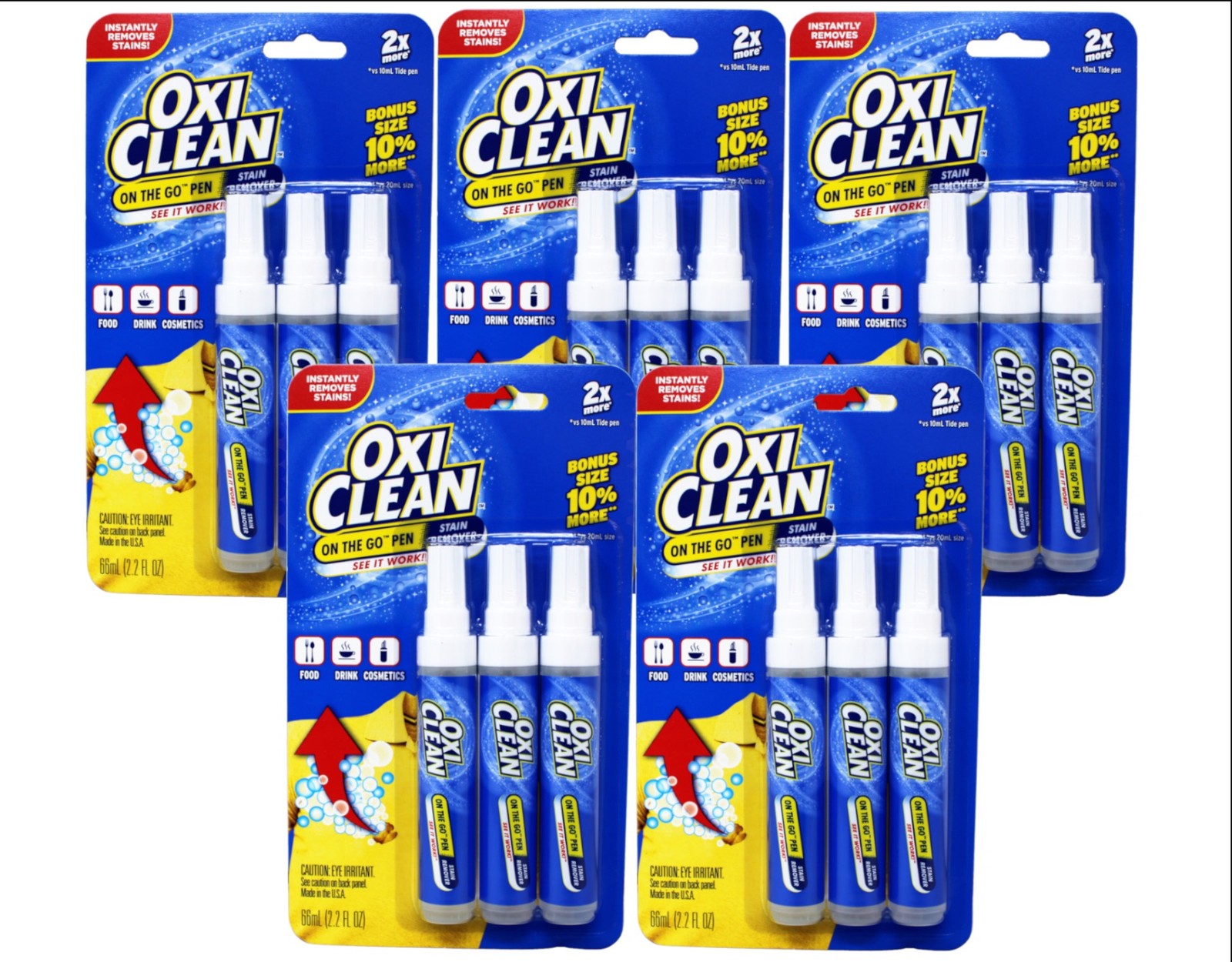 5 Pack OxiClean On The Go Stain Remover Pen Instant Stain Removal Stick 3-Count