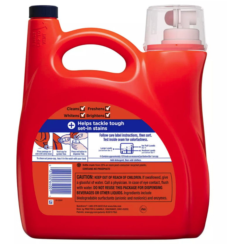 Tide Ultra Oxi Liquid Laundry Detergent, 165 fl. oz.