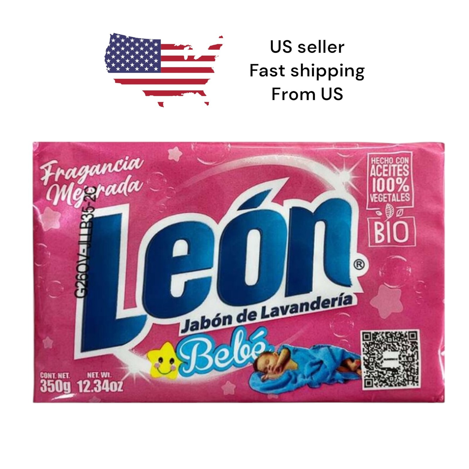 Leon Bebe Detergente Barra Para Lavar 💯%🇲🇽 350g /Leon Laundry Soap Bar 12oz