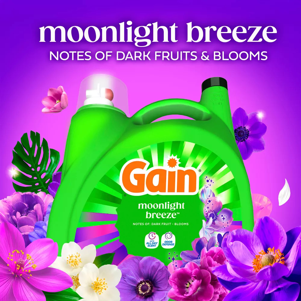 Gain + Aroma Boost Liquid Laundry Detergent, Moonlight Breeze Scent, 154 fl oz